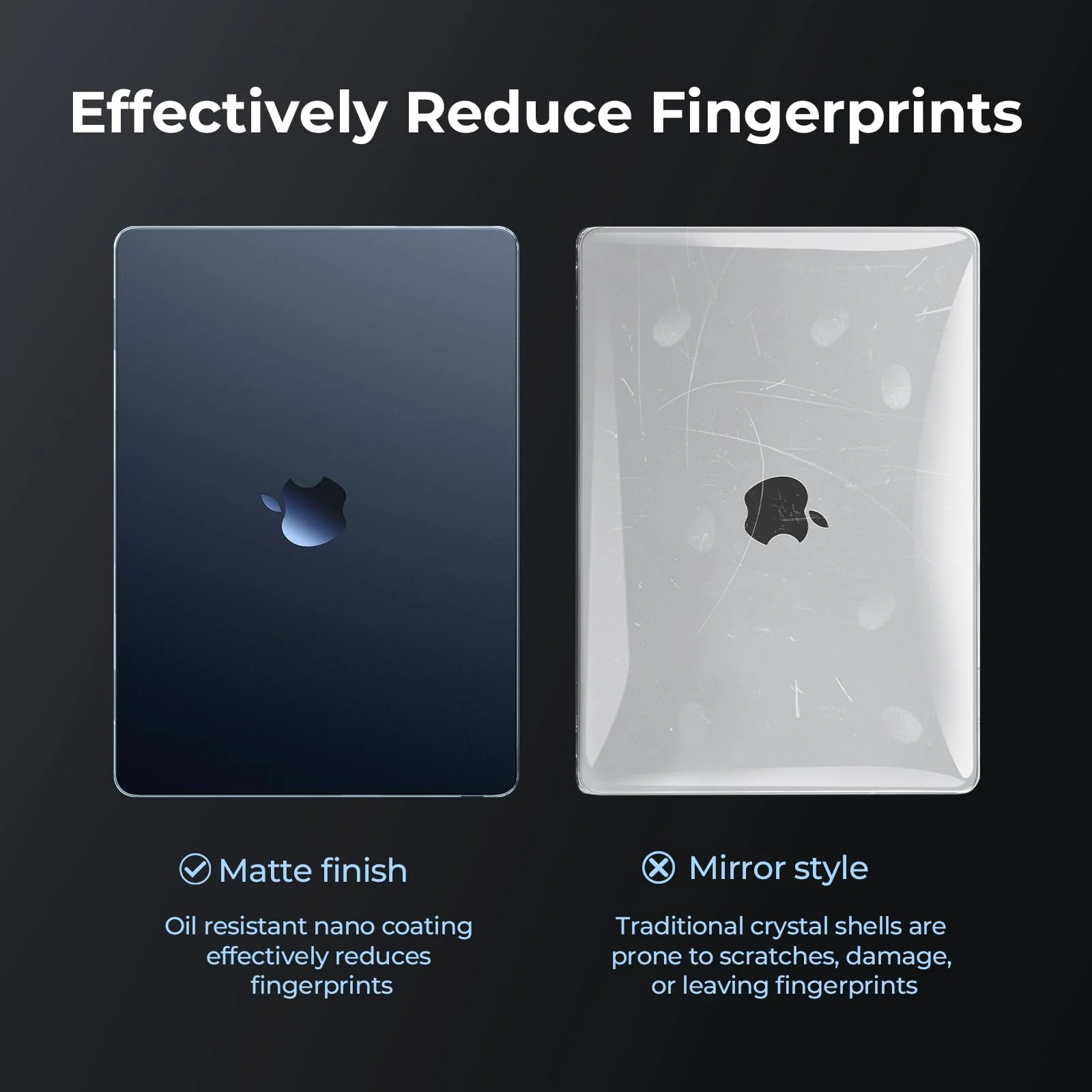 EooCoo [Ultra Thin Armor] Compatible with 2024-2022 MacBook Air 13 inch M3 M2 A3113 A2681, [100% Match Midnight] [Anti-Fingerprint], Air 13.6" Matte Protective Hard Case&Keyboard Skin, Midnight Clear - Image 7