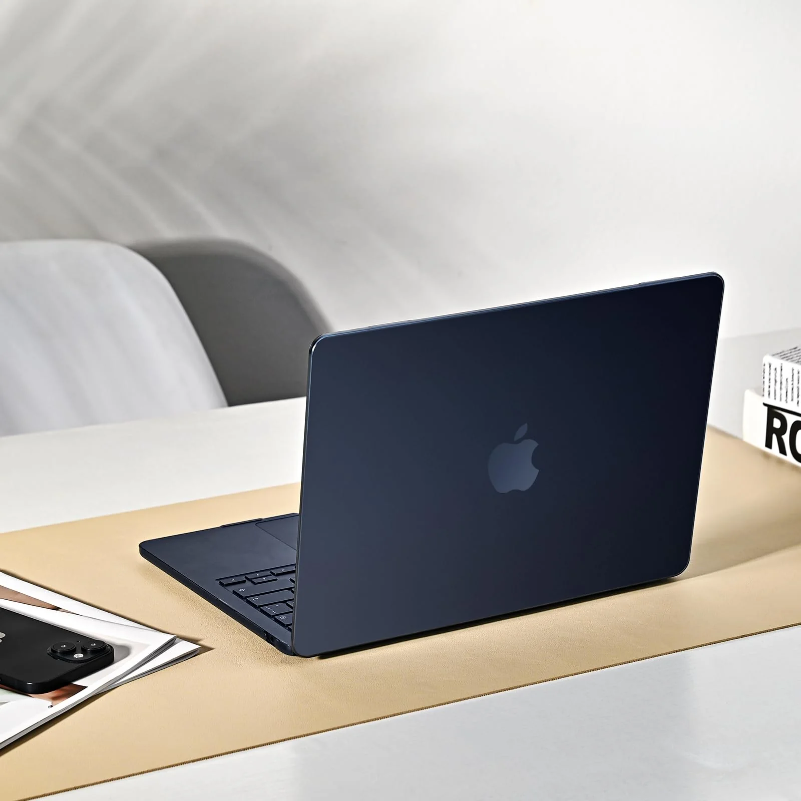 EooCoo [Ultra Thin Armor] Compatible with 2024-2022 MacBook Air 13 inch M3 M2 A3113 A2681, [100% Match Midnight] [Anti-Fingerprint], Air 13.6" Matte Protective Hard Case&Keyboard Skin, Midnight Clear - Image 9
