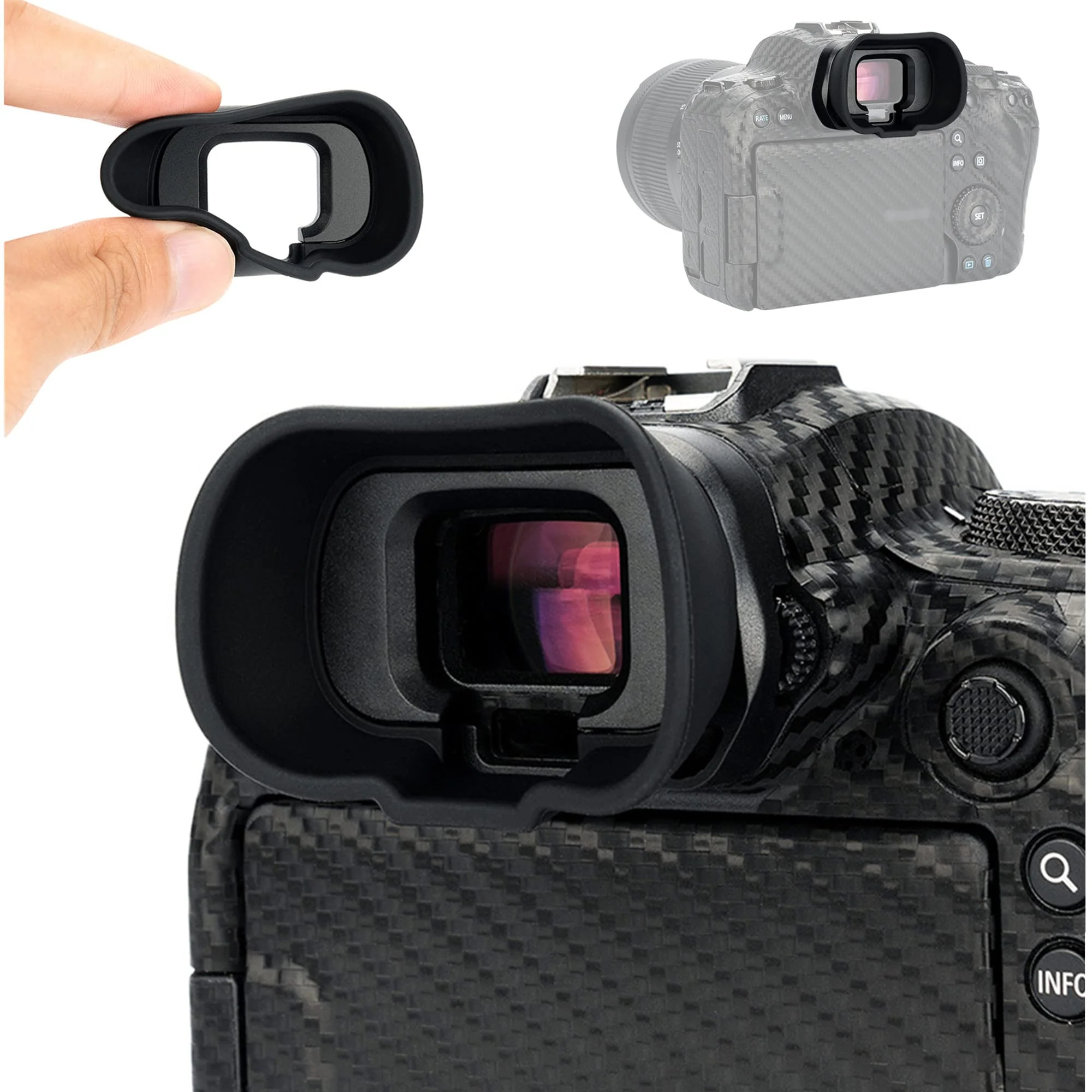 EOS R6 Mark II R6 R5 R5C Eyecup Eyepiece，Soft Silicon Extended Camera Eye Cup Viewfinder Special Designed for Canon EOS R6 Mark II R6 R5 R5C R5 C Full-Frame Mirrorless Camera for Canon EOS R6 Mark II, R6, R5, R5C