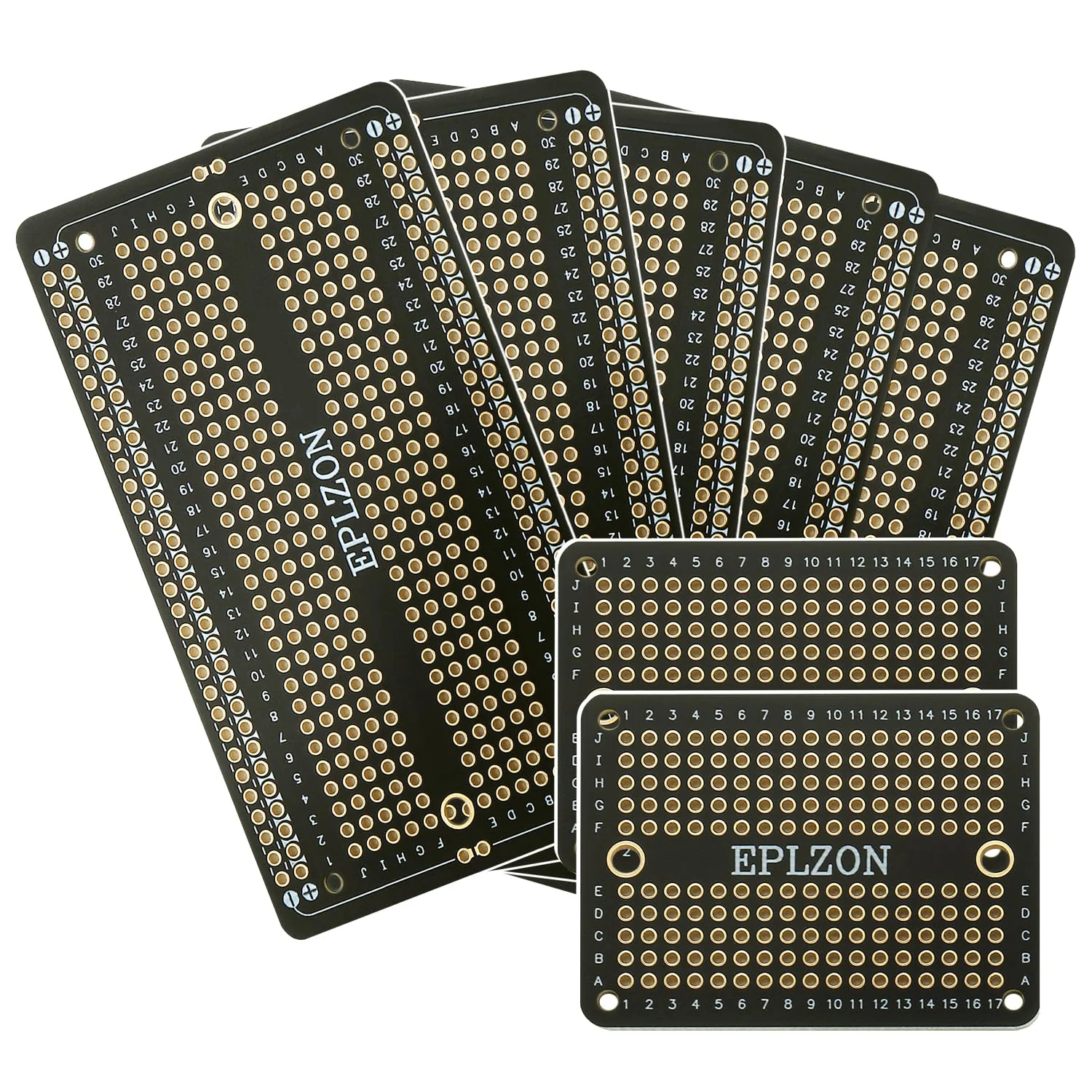 EPLZON Prototype Board Solderable Breadboard Double-Sided PCB Circuit Board for Welding Arduino, DIY Electronic Items (5 Pieces + 2 Pieces, Black)