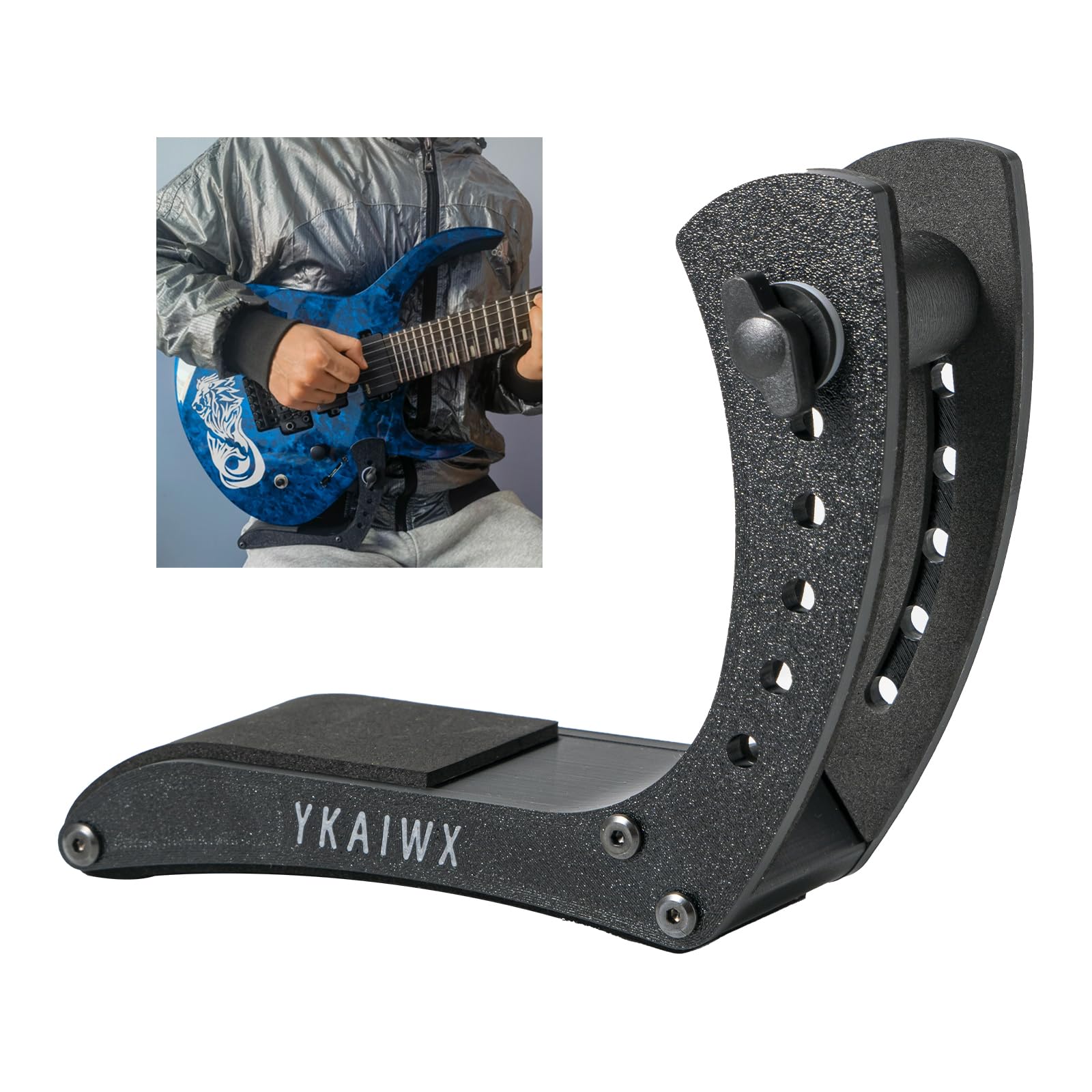 Ergonomic Electric Guitar Holder Footstool Leg Stand Guitar Foot Stool Electric Guitar Support Leg Stand Guitar Lifter (Black) Black