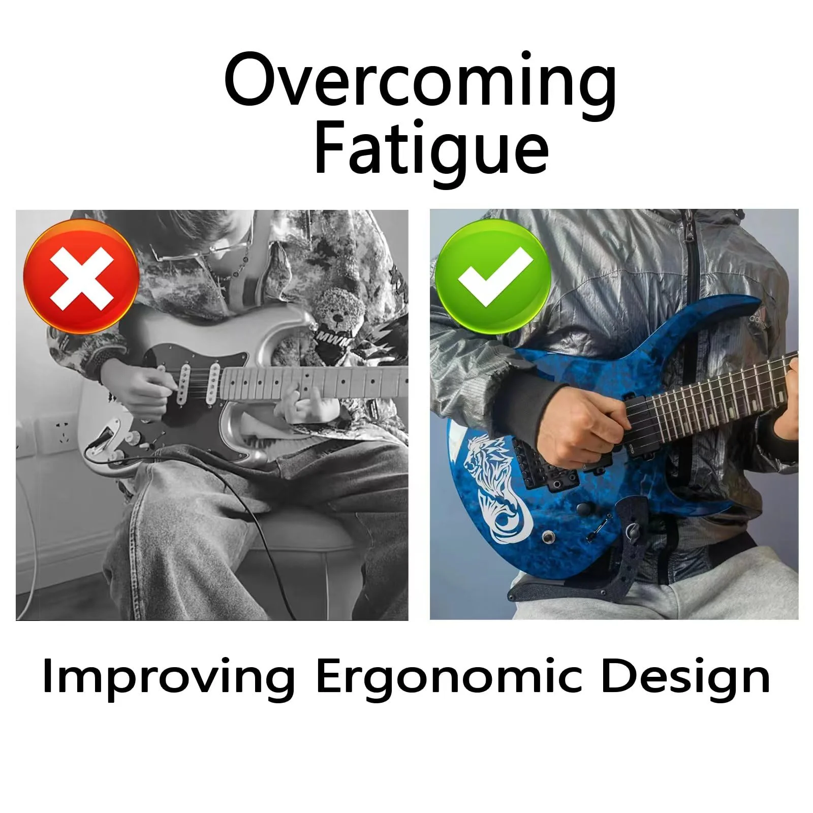 Ergonomic Electric Guitar Holder Footstool Leg Stand Guitar Foot Stool Electric Guitar Support Leg Stand Guitar Lifter (Black) Black - Image 3