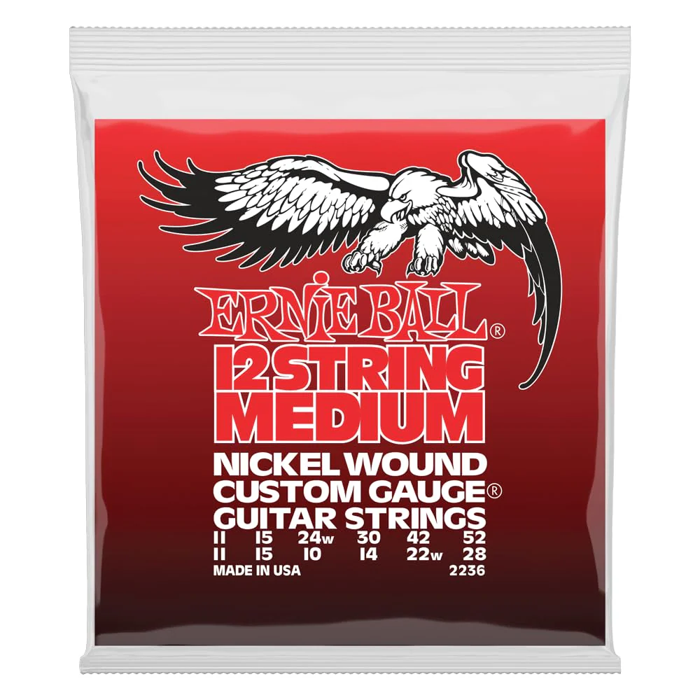 Ernie Ball 12-String Medium Nickel Wound Electric Guitar Strings, 11-52 Gauge (P02236) 12-String Medium (11-52)