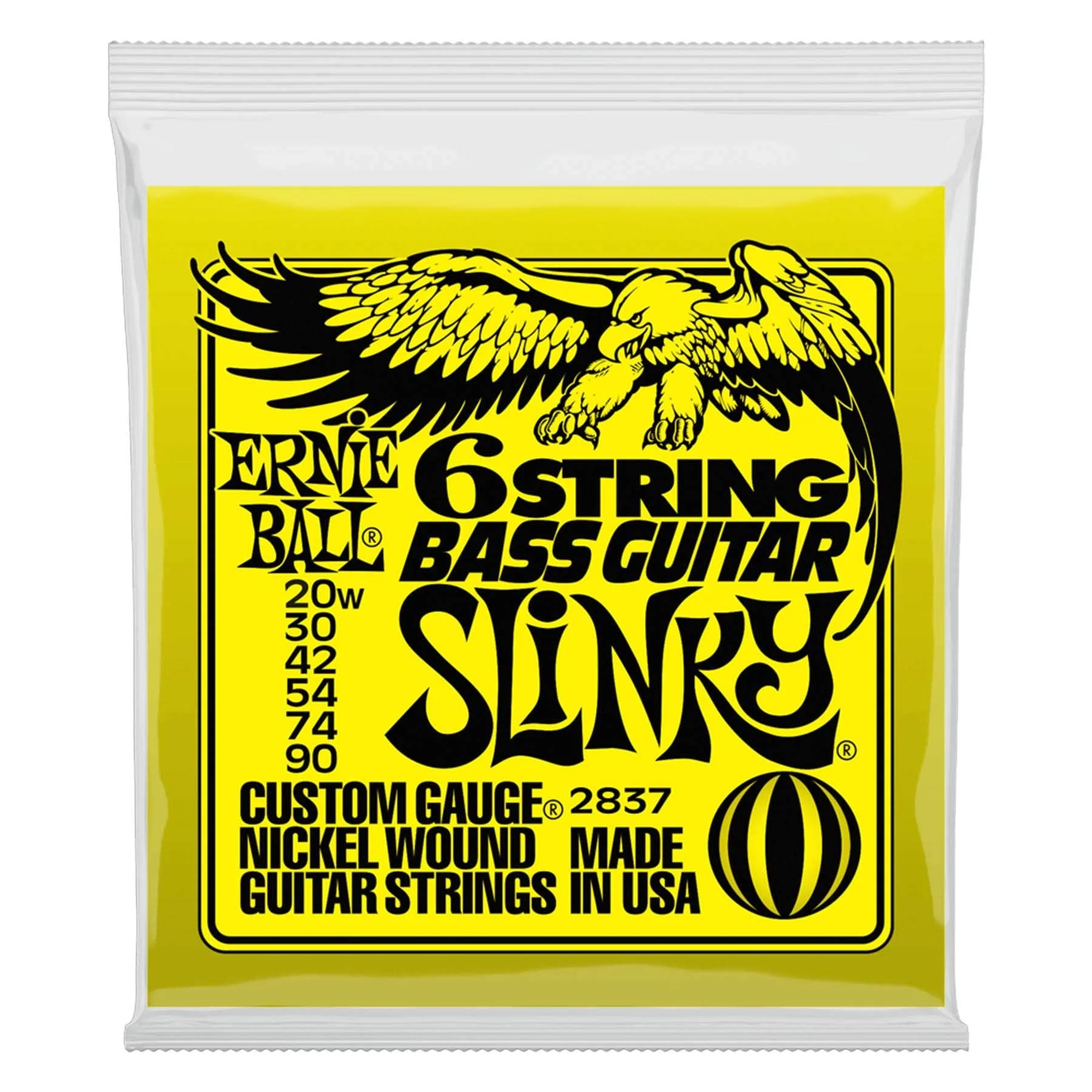 Ernie Ball 6-String Short Scale Bass Slinky Nickel Wound Electric Guitar Strings, 20w-90 Gauge (P02837) 6-String Short Scale Bass (20w-90)