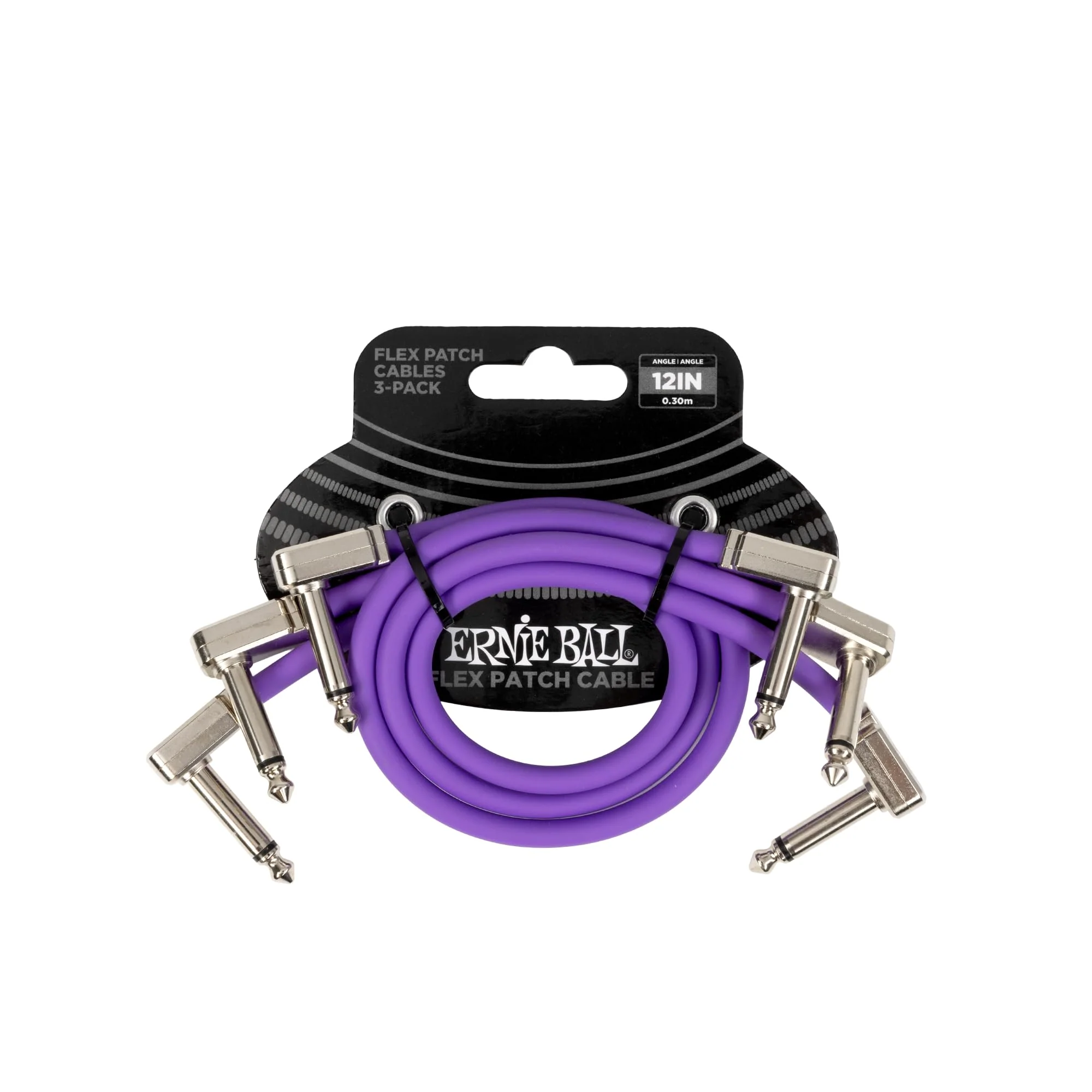 Ernie Ball Flex Patch Cable 12in - Purple - 3 Pack 12 Inch 3-Pack