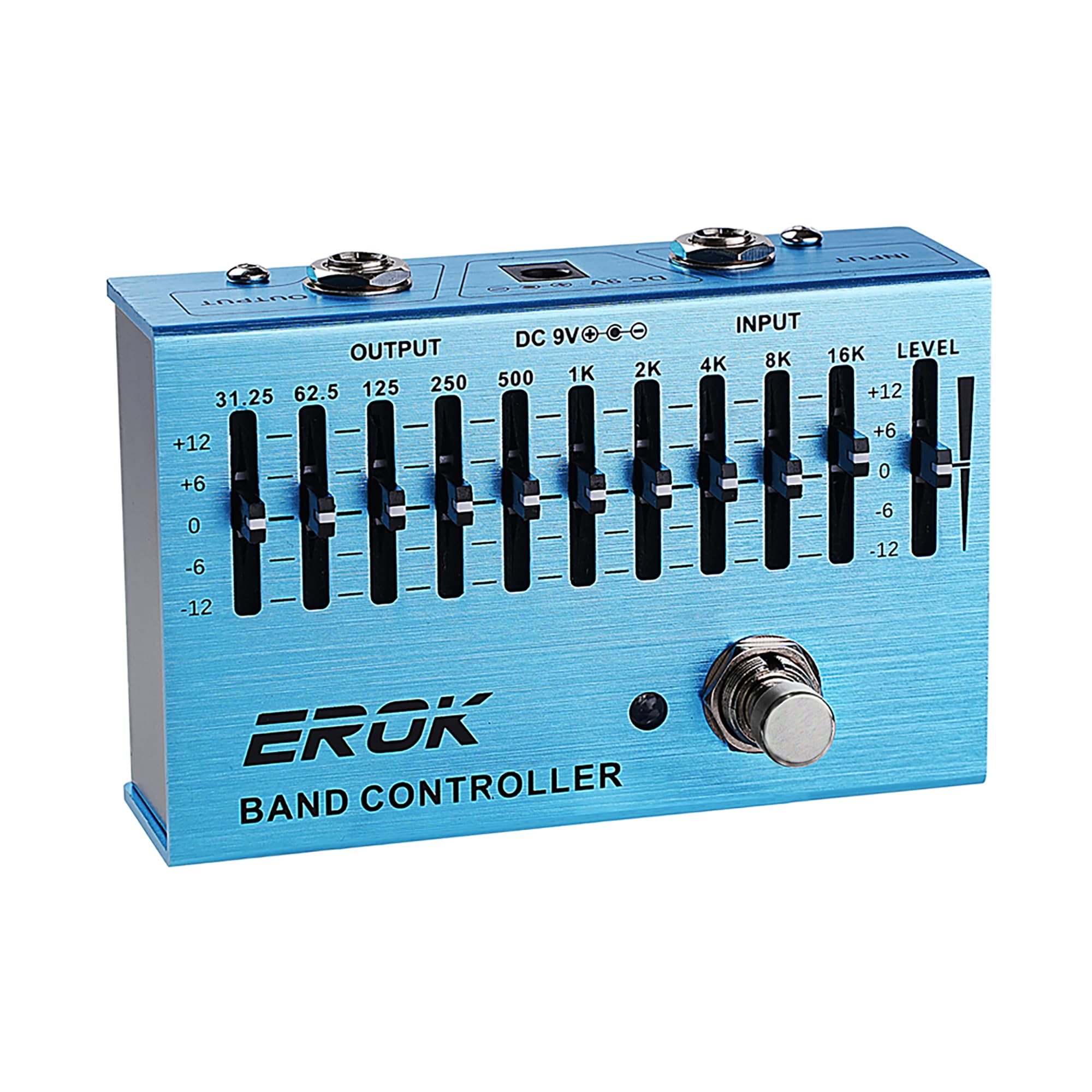 EROK EQ Pedal,10-Band Equalizer,(31.25Hz–16kHz) with ±12dB Gain/Attenuation for Each Band,for Electric Guitar Bass Eq Pedal,with Independent Controller Button