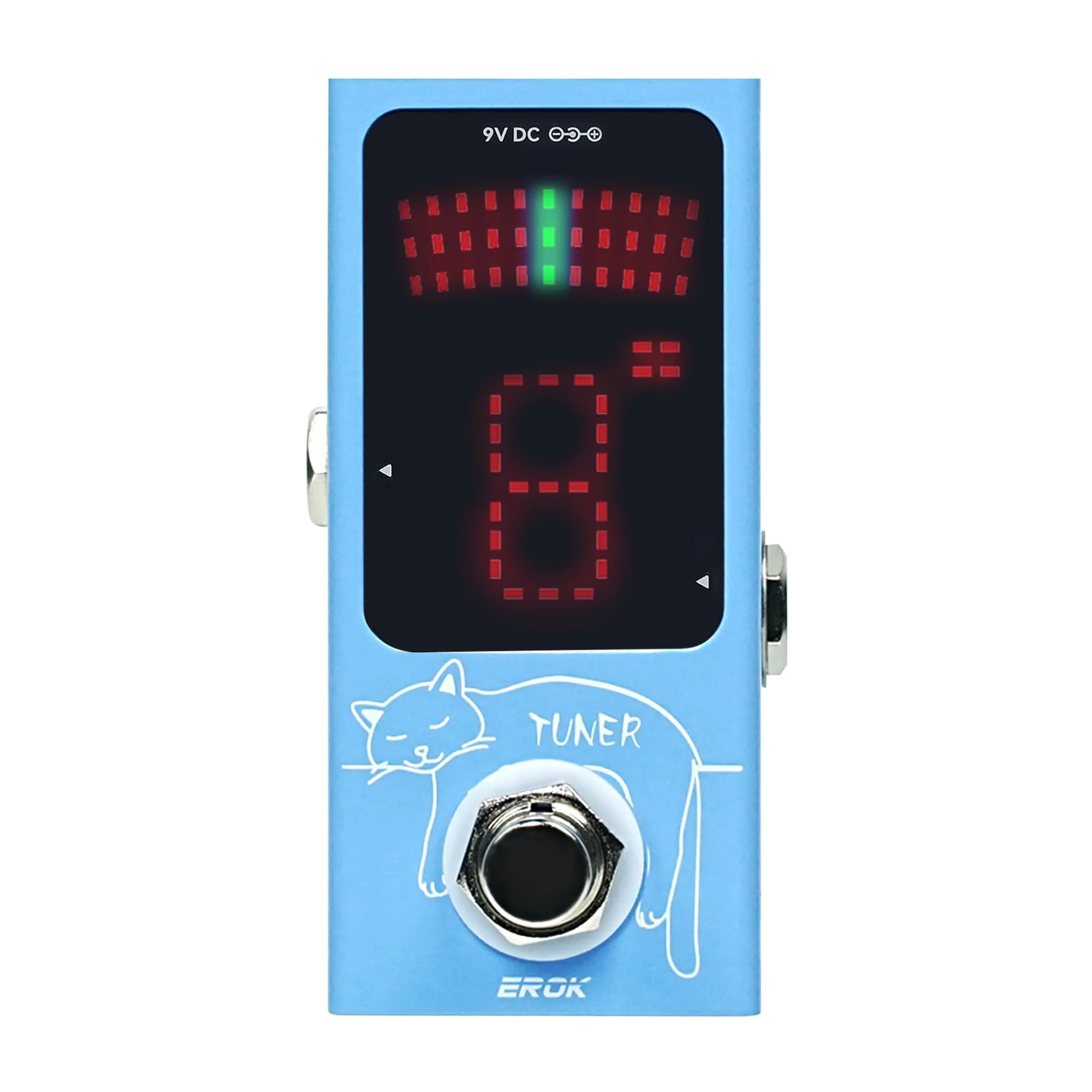EROK Mini Tuner Pedal - Compact Size with Pitch LED Indicator for Electric Guitar & Bass, True Bypass