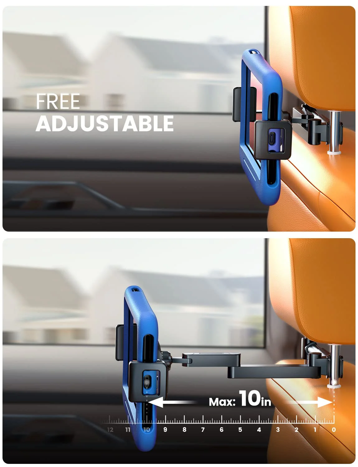 eSamcore iPad Car Holder Back Seat, 1.57" Extra Deep Clamp Headrest Tablet Holder iPad Car Mount Backseat Road Trip Essentials Kids iPad Case Friendly for 4.7"-11" Tablet iPad Pro Air Mini Galaxy Tab - Image 6