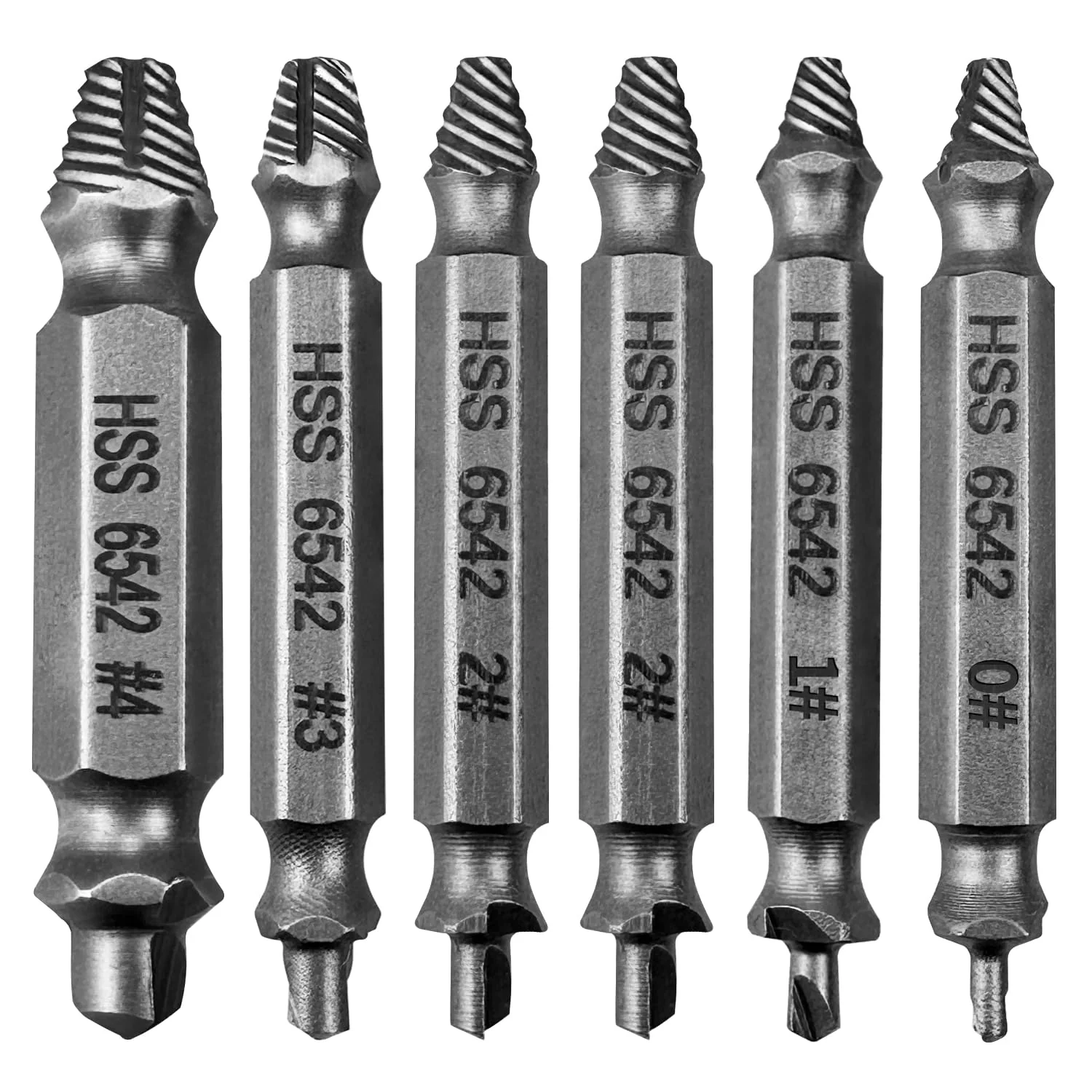Estmoon 6-Piece Screw Extractor Set, Damaged Screw Remover Extractor Set for Removing Slightly Damaged Screws, Made of HSS 6542 with a Hardness Higher than 62-63hrc