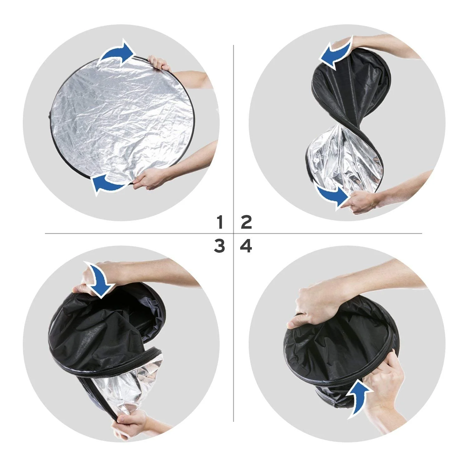 Etekcity 24" (60cm) 5-in-1 Photography Reflector, Multi-Disc Light Reflectors for Photography, Collapsible with Bag - Translucent, Silver, Gold, White and Black 24 Inch - Image 4