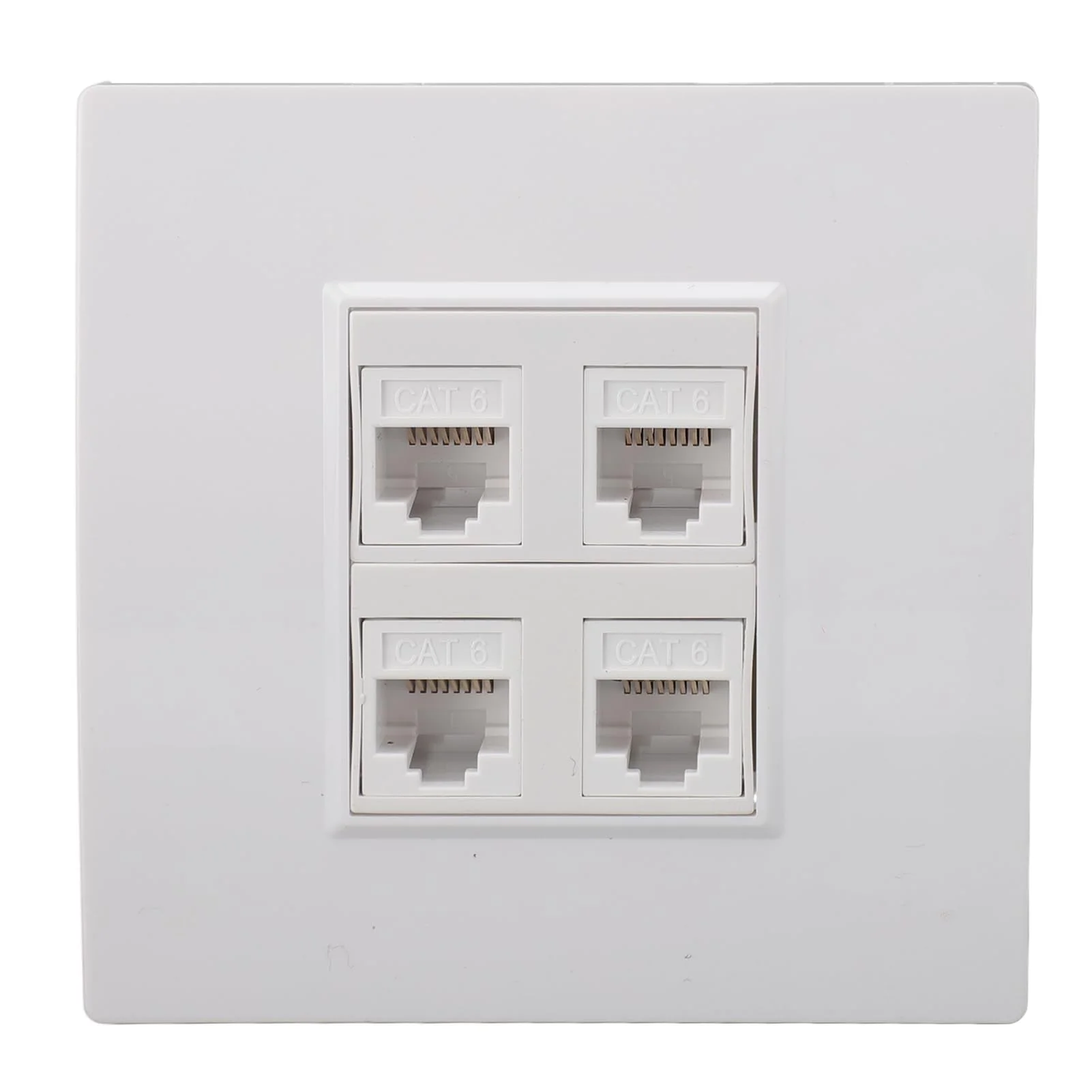 Ethernet Wall Plate 4 Port Cat 6 Ethernet Wall Socket Socket to Female Network Wall Plate Compatible with CAT5 CAT5E CAT6A Keystone Inline Coupler Wall Plate Devices