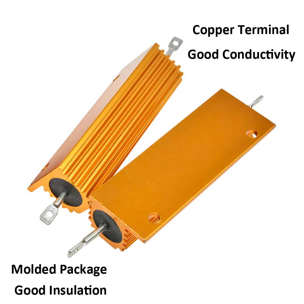 ETOPARS 2 Pcs 100W 4 Ohm 5% Aluminium Casing Wirewound Resistor Load Resistors Tap Resistor Chassis Mounting Wirewound Golden Housing Resistor 4 Ohm 100W gold 100w - Image 5