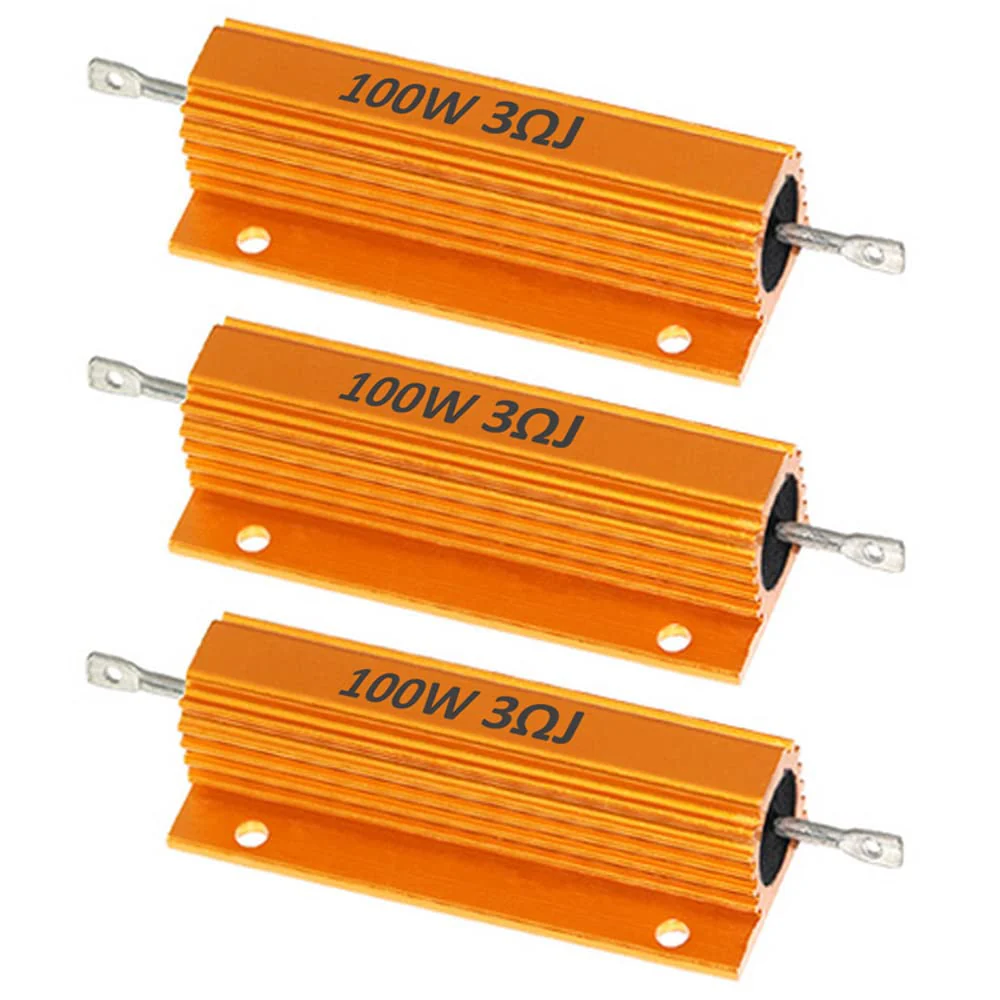 ETOPARS 3 Pcs 100W 3 Ohm 5% Aluminium Casing Wirewound Resistor Load Resistors Tap Resistor Chassis Mounting Wirewound Golden Housing Resistor 3 Ohm 100W gold 100w