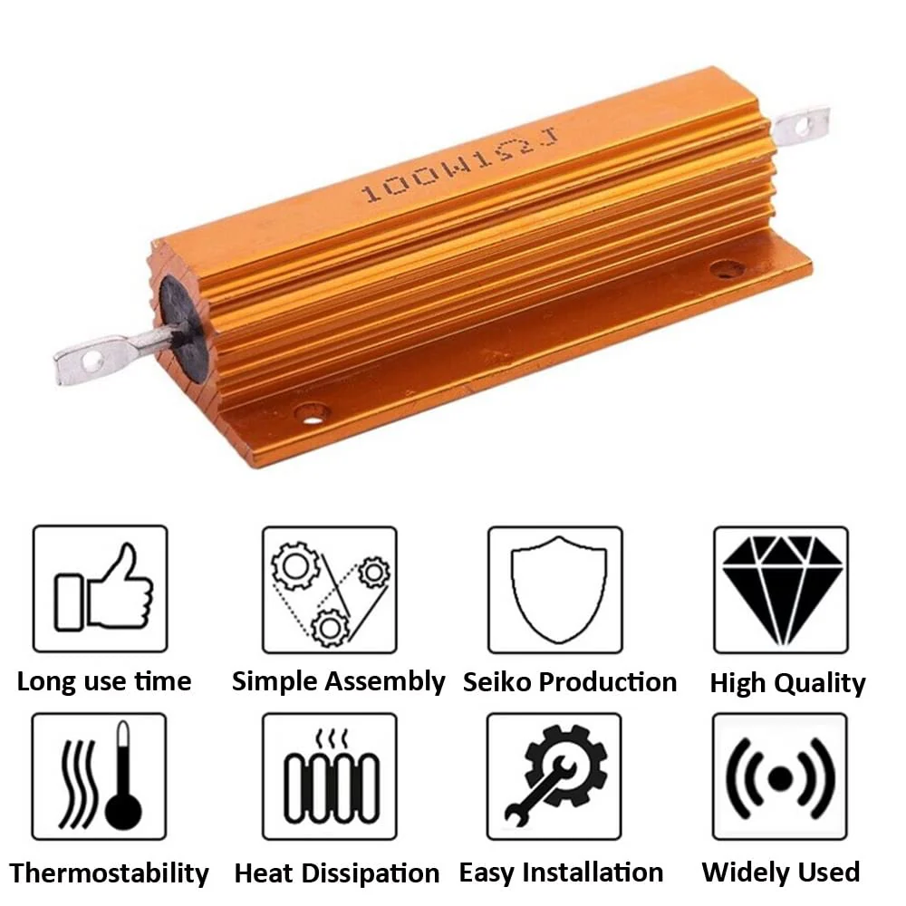 ETOPARS 3 Pcs 100W 3 Ohm 5% Aluminium Casing Wirewound Resistor Load Resistors Tap Resistor Chassis Mounting Wirewound Golden Housing Resistor 3 Ohm 100W gold 100w - Image 4