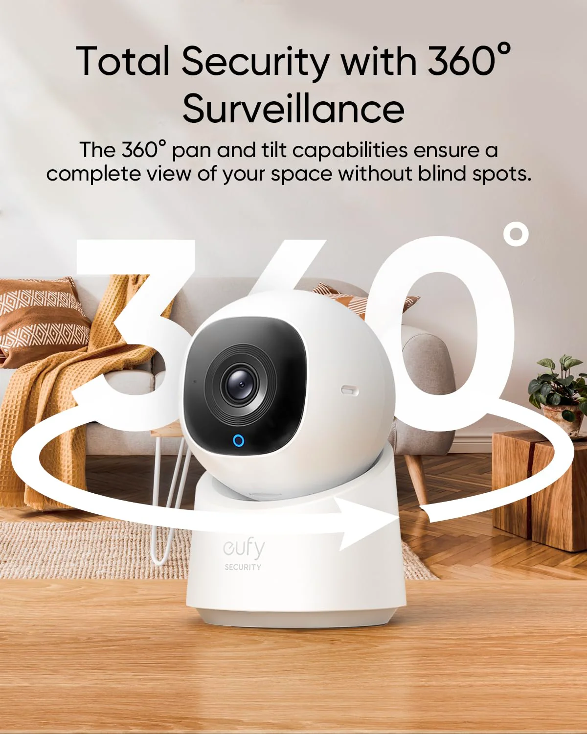 eufy Security Indoor Cam C220 | 2K Resolution Smart Security Camera with 360° coverage, Human/Motion Detection, AI Tracking, Compatible with Alexa and Google Assistant, Night Vision - Image 2