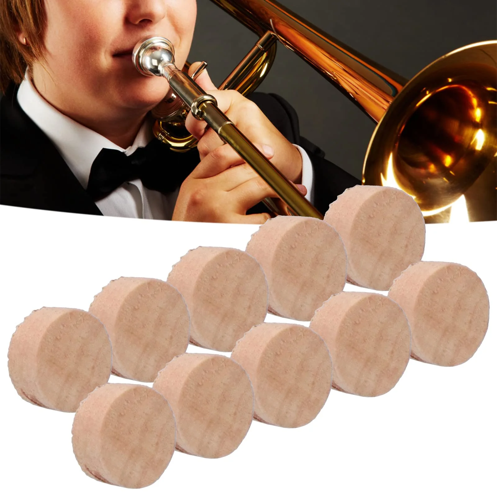 Eujgoov 10Pcs Trombone Water Key, Cork Material 10mm Spit Valve Cork Pad Specially Designed for Trombone - Image 2