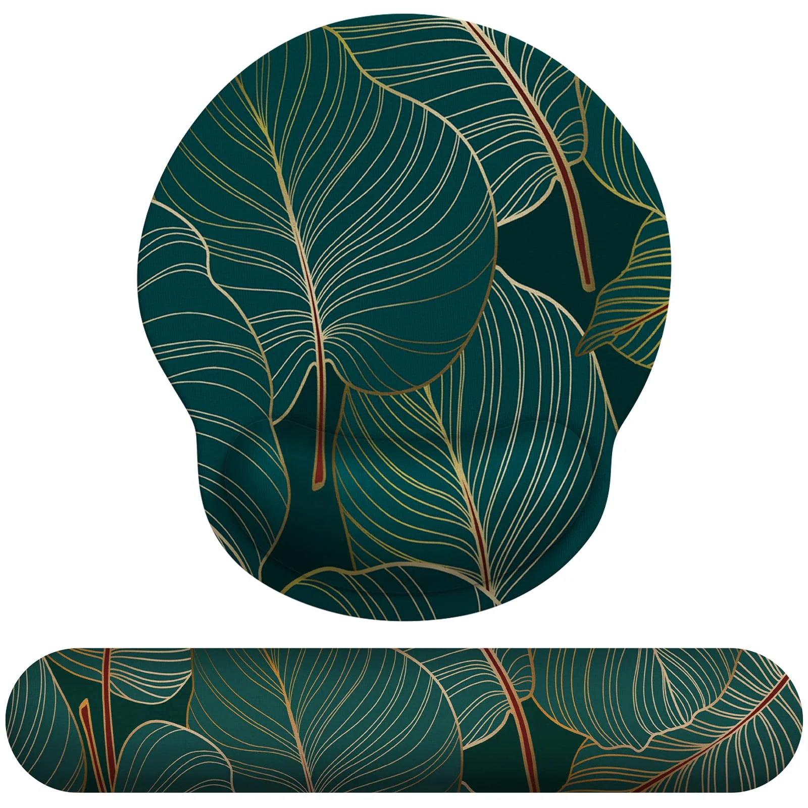 eulps Mouse Pad Wrist Support, Ergonomic Memory Foam Keyboard Wrist Pad & Gel Wrist Rest Set for Computer Keyboard for Easy Typing & Pain Relief for Office & Home (Tropical Plants Set) Tropical Plants Set