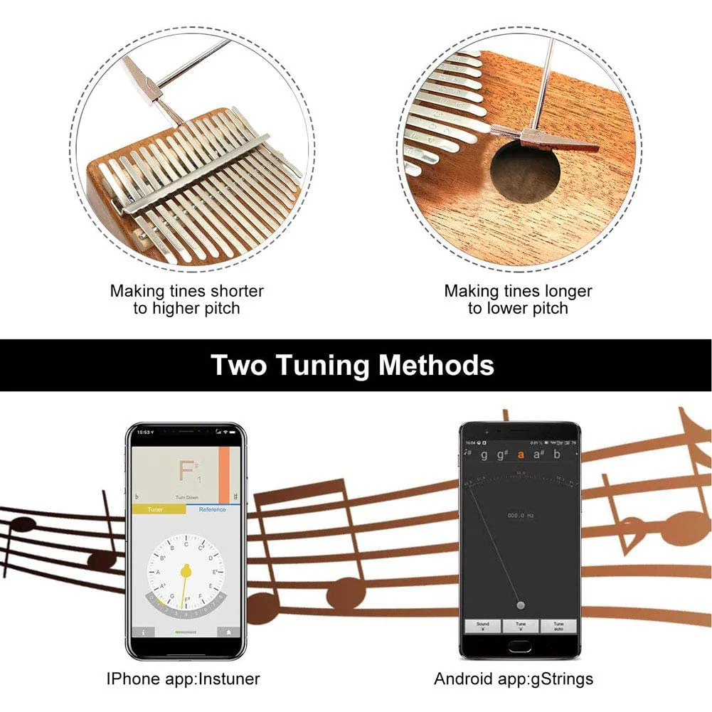 Everjoys Kalimba Thumb Piano 17 Keys, Professional Musical Instrument Finger Piano Marimbas with Portable Soft Cloth Bag, Fast to Learn Songbook, Tuning Hammer, All in One Kit 17 Key Natural - Image 4