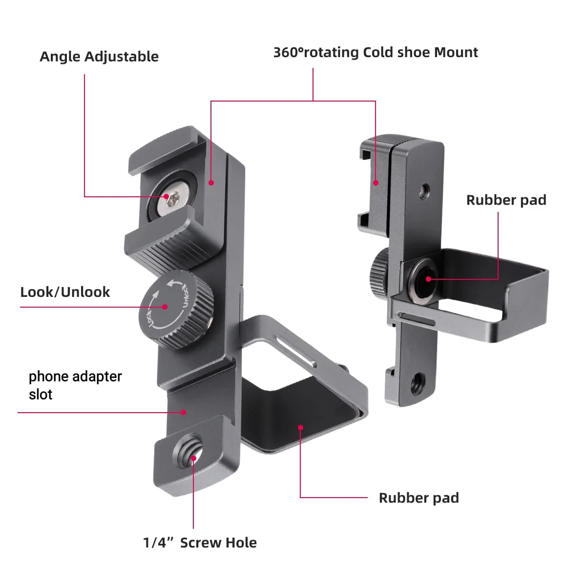 Expansion Rotate Cold Shoe Adapter for DJI Osmo Pocket 2 Handle Accessories Rotatable Cold Shoe,Extended Mount Bracket Strap Attached to Tripod DJI Osmo Pocket 2 Accessories - Image 3