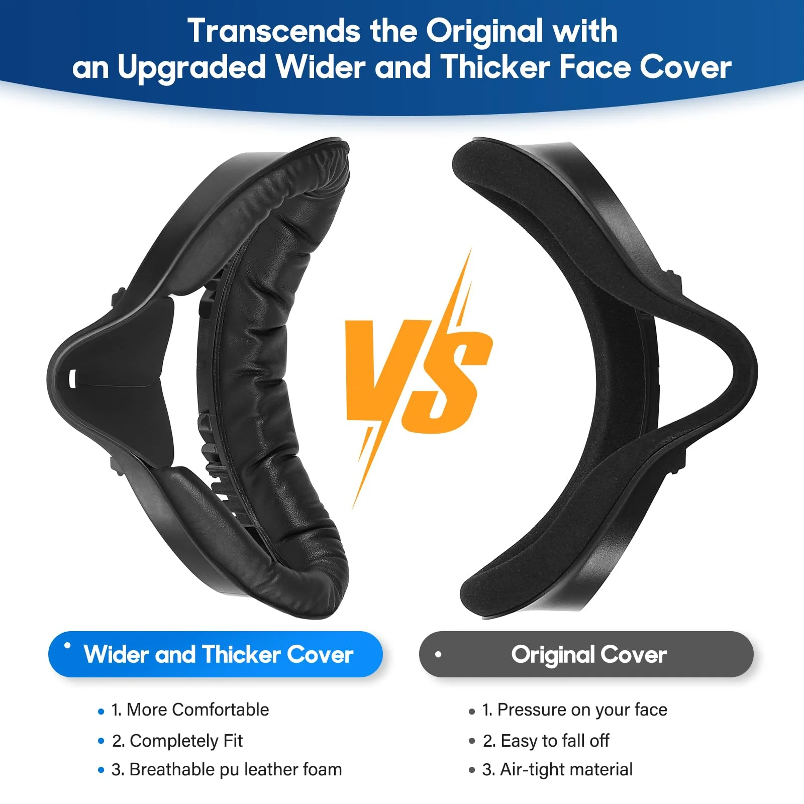Extended Batteries Openning Grips Plus VR Facial Interface Braket with Face pad Cushion replacement for Oculus Meta Quest 2 Removable Facial Interface Frame Foam Face Covers Replacement VR Accessories Frame with Battery Opening Controller Protector - Image 4