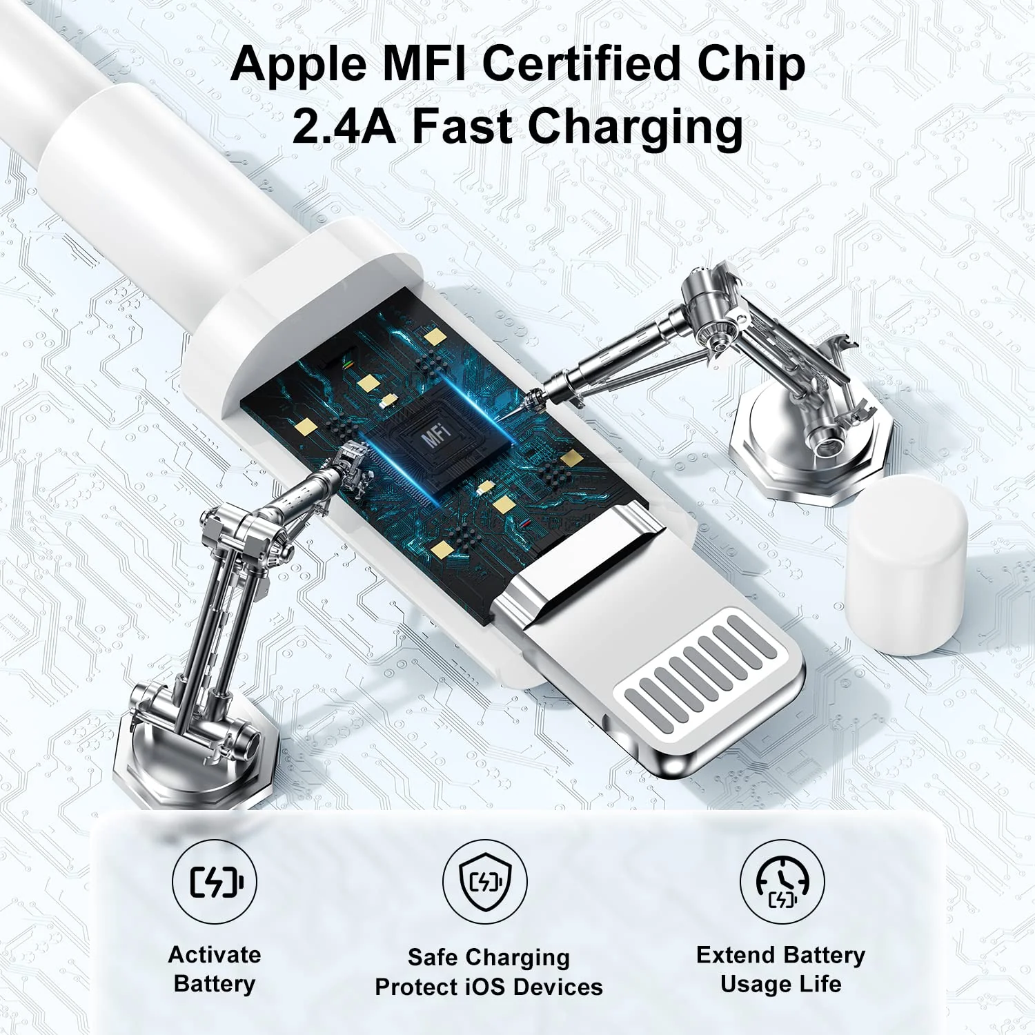 Extra Long iPhone Charger Cable 15 ft/5M,[Apple MFi Certified] USB to Lightning Cable15 ft, iPhone Fast Charging Cord for Apple iPhone 14/14pro/13/12/11/11Pro/11Max/ X/XS/XR/XS Max/8/7,iPad(White) 1pack(15ft) White 1 - Image 3