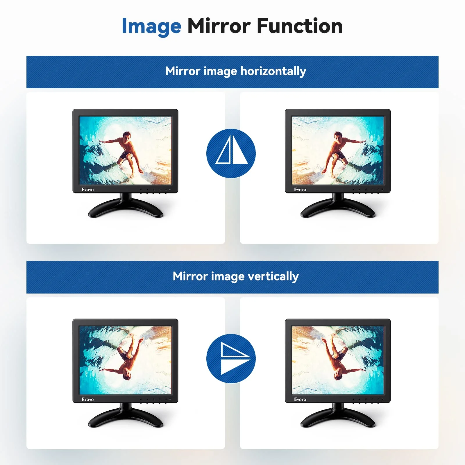 Eyoyo 8 Inch Small Monitor, 1024x768 4:3 IPS Mini HDMI Monitor Support HDMI/VGA/AV/BNC Input with Remote Control & Built-in Speakers, Security Monitor for Computer Raspi CCTV Camera 8 inch 1024x768 - Image 3