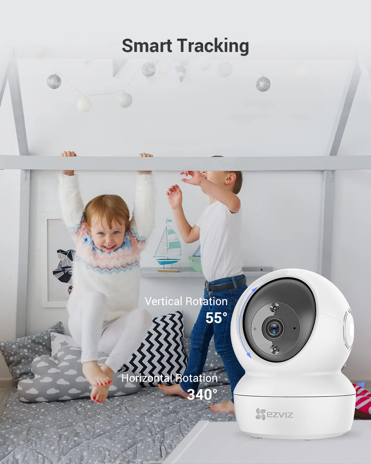 EZVIZ Security Camera Pan/Tilt 1080P Indoor Dome, Smart IR Night Vision, Motion Detection, Auto Tracking, Baby/Pet Monitor, 2-Way Audio, Works with Alexa and Google(C6N) C6N WH - Image 3