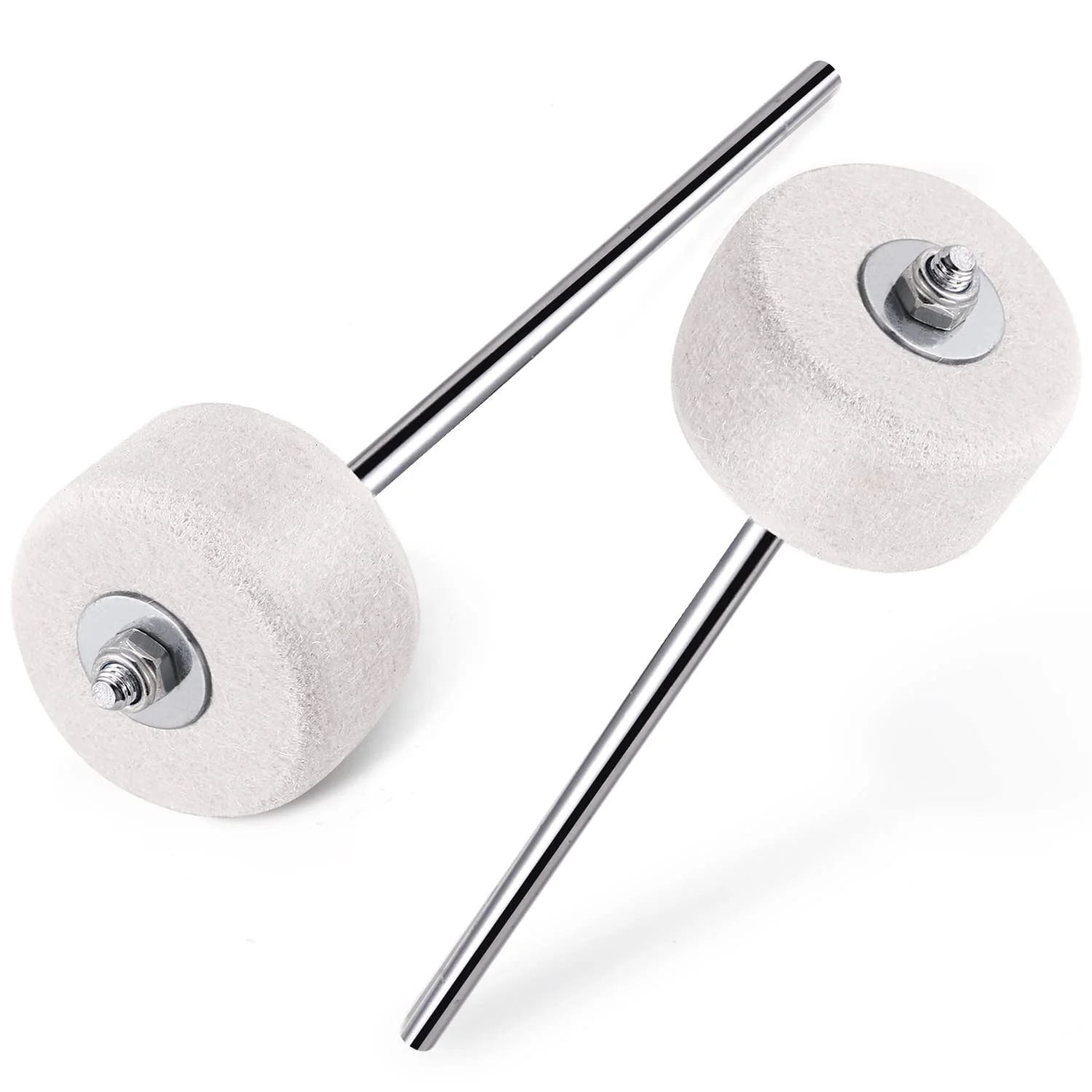 Facmogu 2PCS Classic Felt Beater, White Felt Bass Drum Beater for Performance Convenient Drummer Replacement, Large Felt Beater for Drum Percussion Instrument Accessories Upgrade 1PCS - Image 2