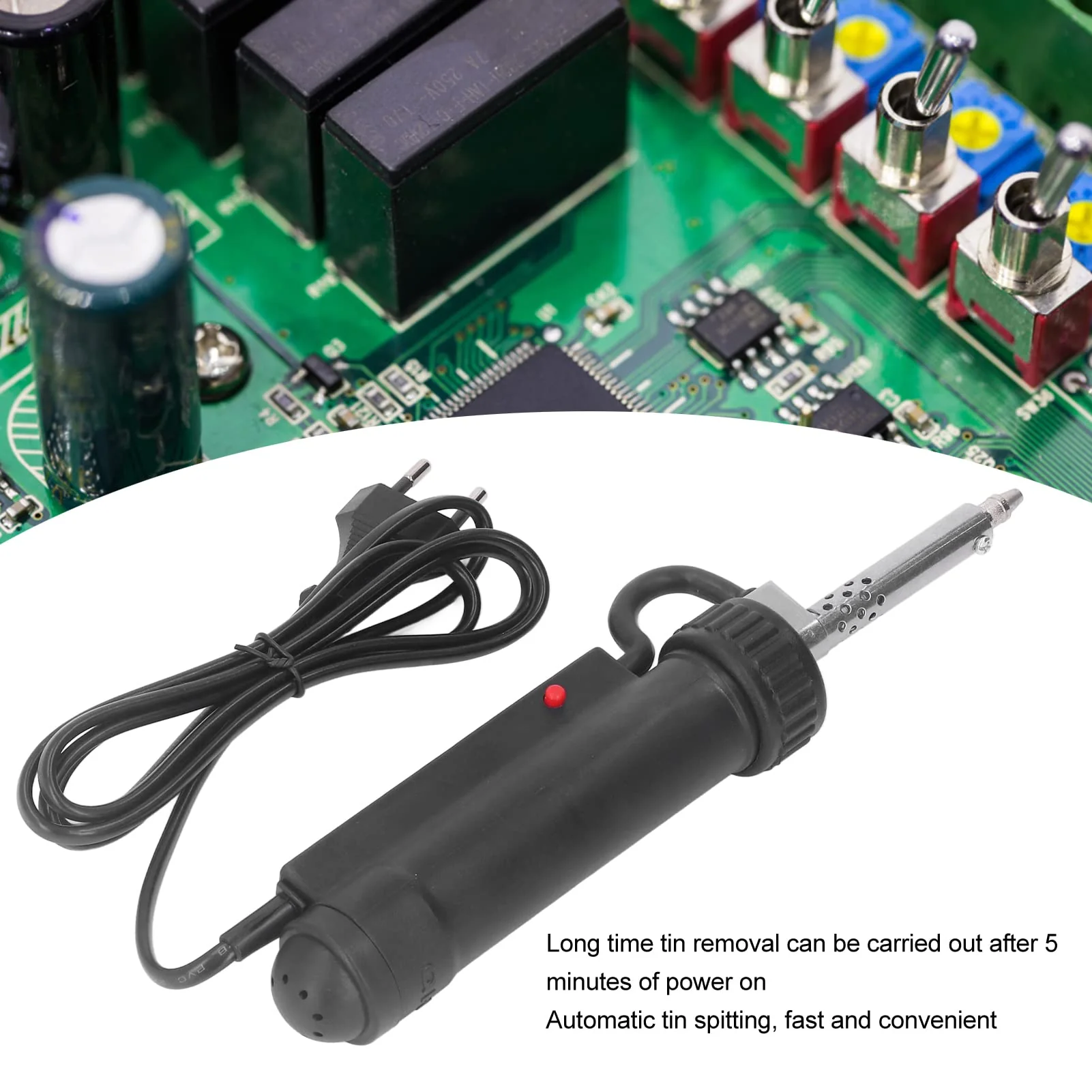 Fafeicy Mini Type BBT680 Electric Desoldering Pump, Solder Sucker ABS Stainless Steel Automatic Portable Solder Removal Tool for Electronic Products, EU Plug 220V - Image 4