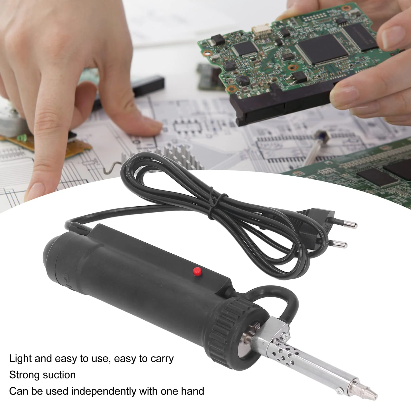 Fafeicy Mini Type BBT680 Electric Desoldering Pump, Solder Sucker ABS Stainless Steel Automatic Portable Solder Removal Tool for Electronic Products, EU Plug 220V - Image 5