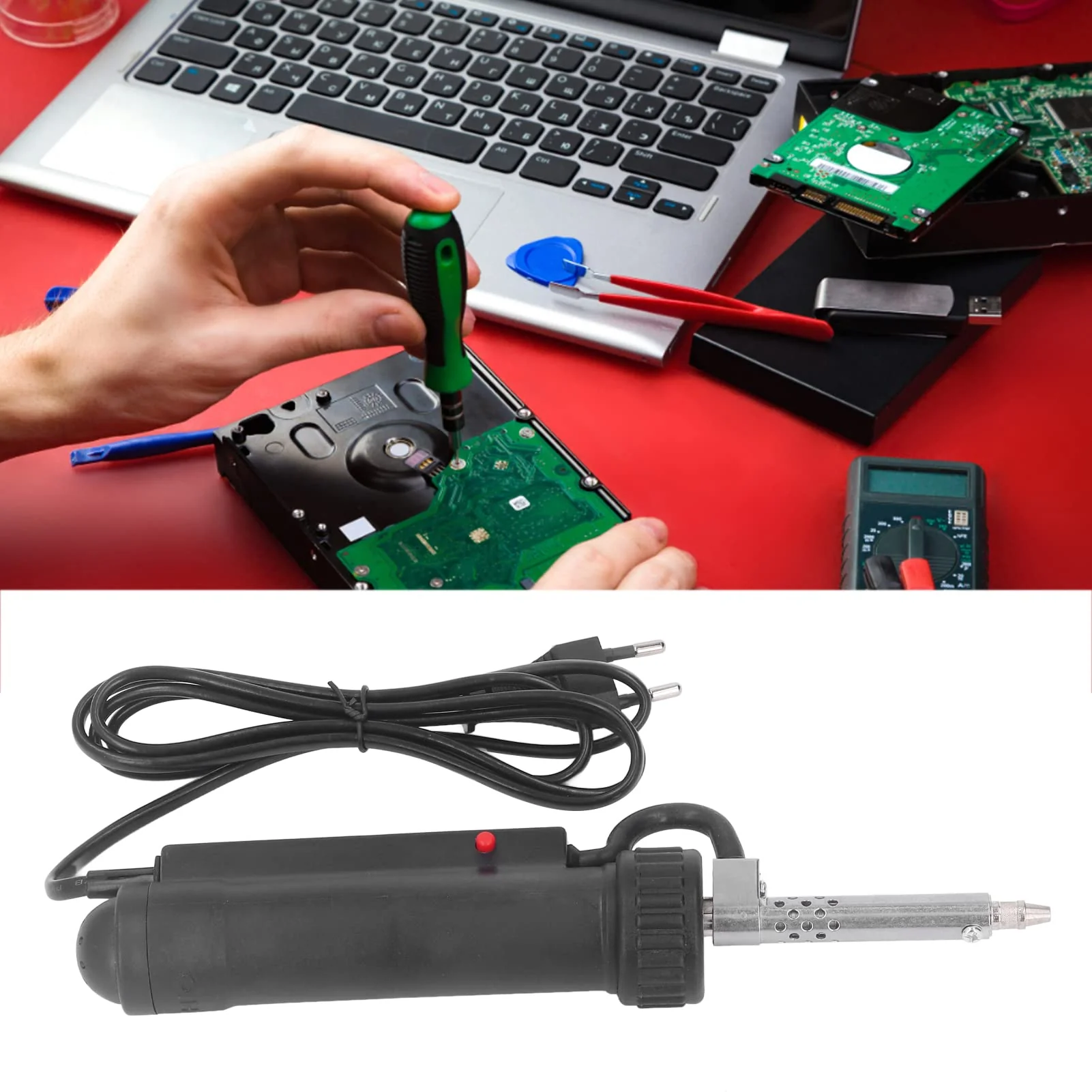 Fafeicy Mini Type BBT680 Electric Desoldering Pump, Solder Sucker ABS Stainless Steel Automatic Portable Solder Removal Tool for Electronic Products, EU Plug 220V - Image 7