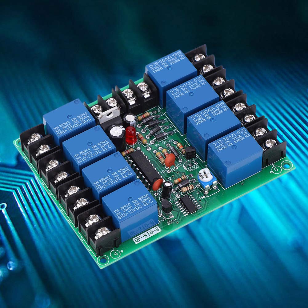 Fafeicy Multifunction Relay, 8 Channels Power Time Sequence Board 12V DC/AC, Adjustable Sequential Controller Module-0.2-4.0s, for Audio Equipment, Electronic Components - Image 7