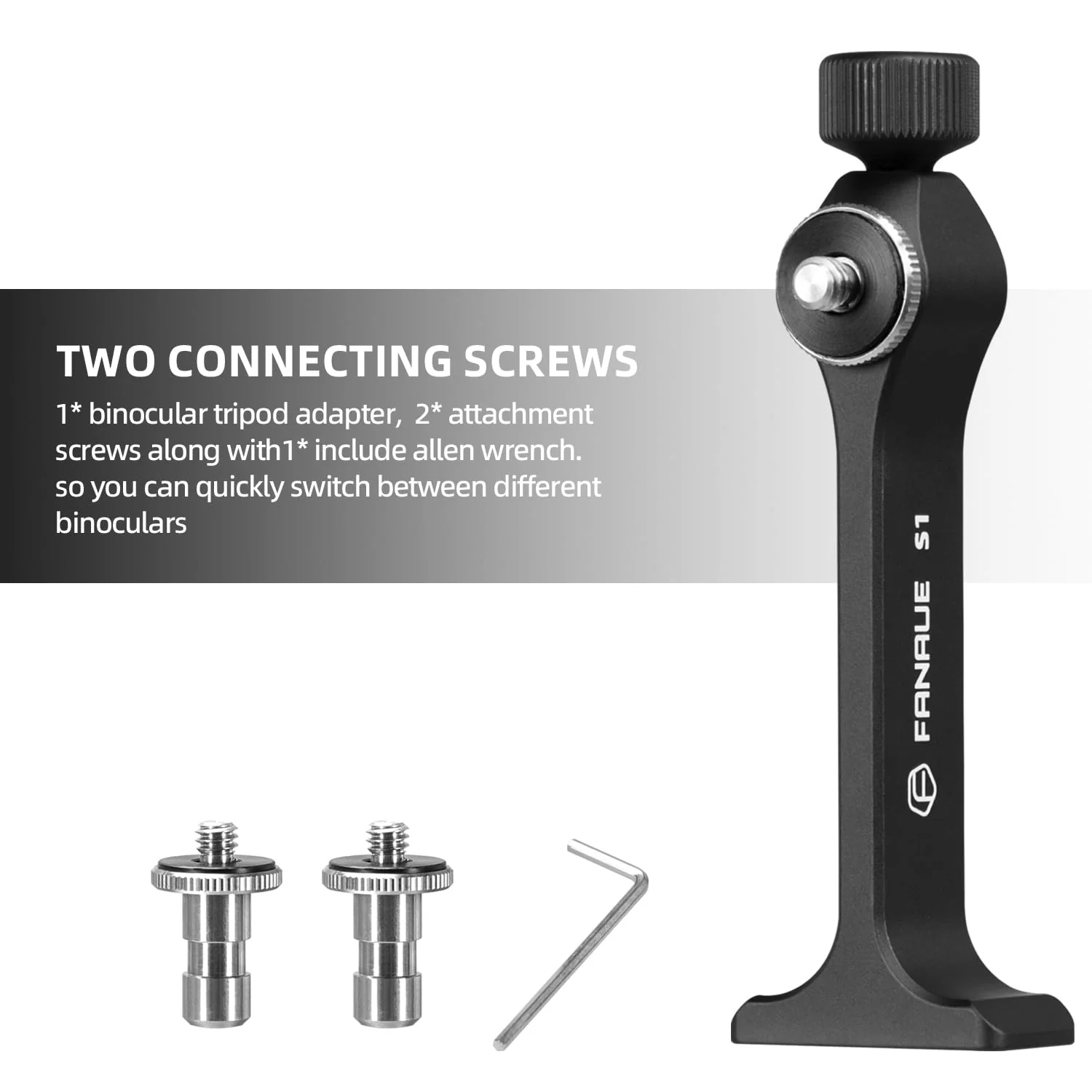 Fanaue Aluminum Binocular Tripod Adapter Quick Release,Detachable Universal Binocular Mount Accessories with 1/4-20 Inch Threading,Compatible with Arca Swiss and 1/4 Thread Head - Image 3