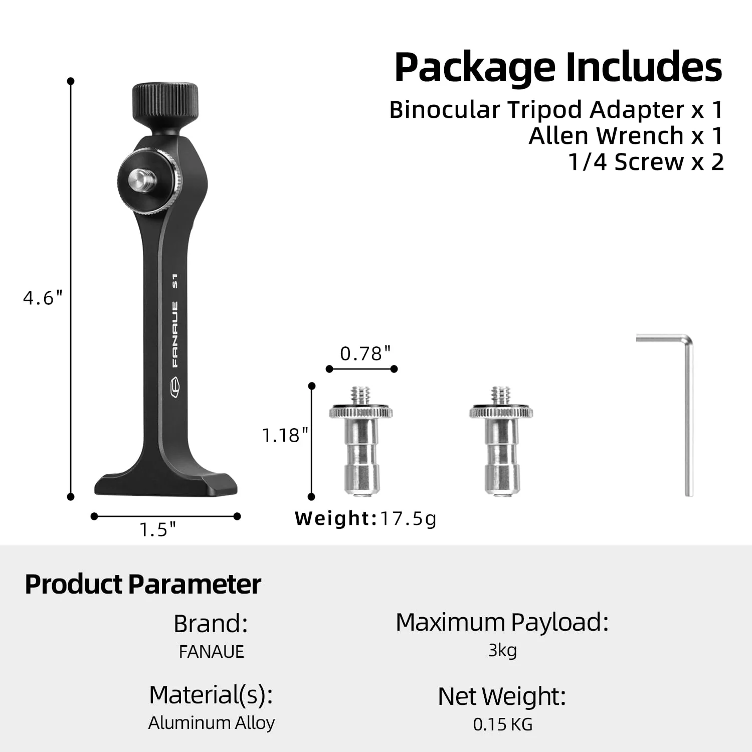 Fanaue Aluminum Binocular Tripod Adapter Quick Release,Detachable Universal Binocular Mount Accessories with 1/4-20 Inch Threading,Compatible with Arca Swiss and 1/4 Thread Head - Image 7