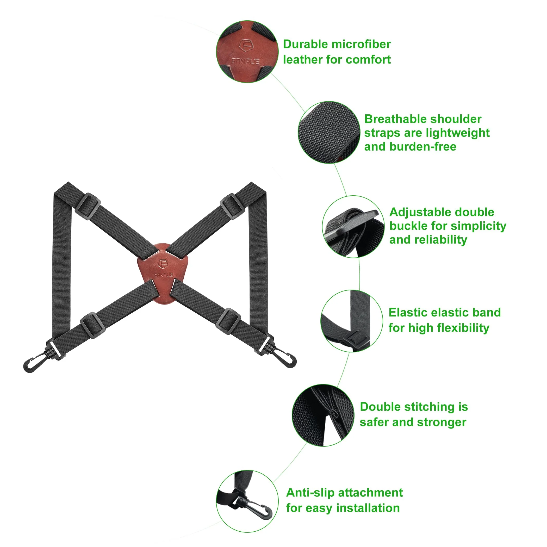 FANAUE Binocular Harness Strap Compatible with Canon, Nikon, Sony and DSLR Camera, Cross Binocular Straps Harness for Carrying Binocular, Rangefinders, is Hunters/Golfers Best Shoulder Strap. - Image 2