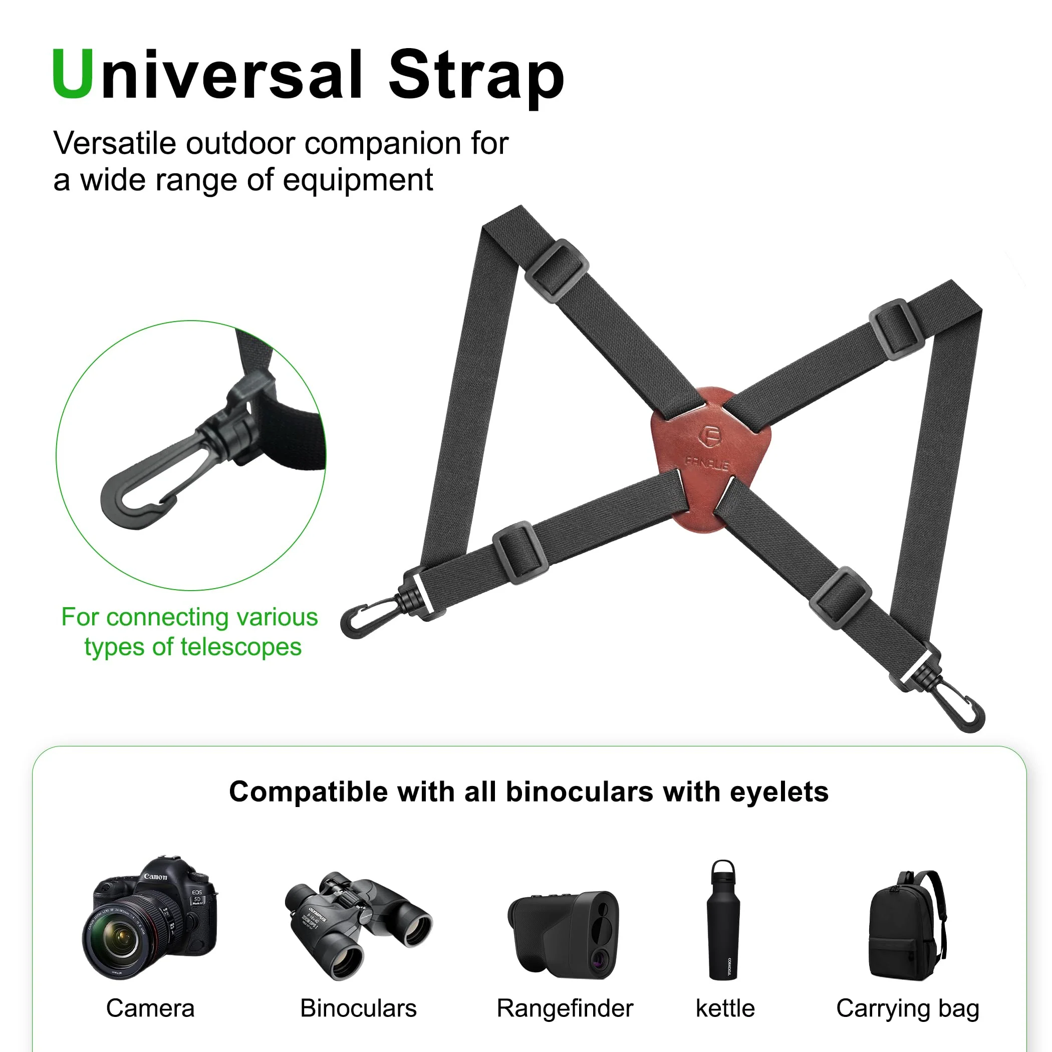 FANAUE Binocular Harness Strap Compatible with Canon, Nikon, Sony and DSLR Camera, Cross Binocular Straps Harness for Carrying Binocular, Rangefinders, is Hunters/Golfers Best Shoulder Strap. - Image 4