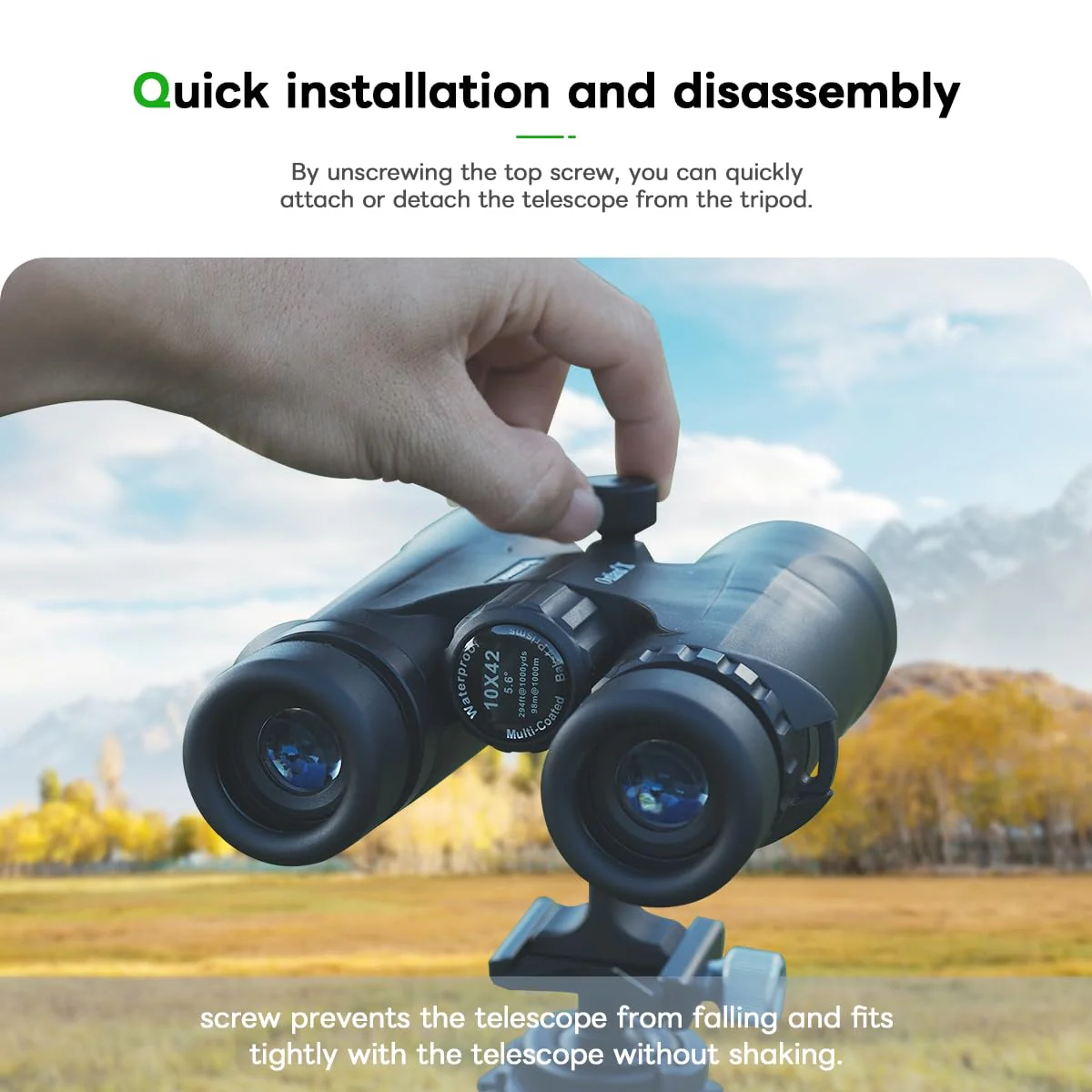 FANAUE S2-01 Binocular Tripod Adapter with 1/4-20" Thread Compatible with Porro Binoculars and Arca Ball Heads, Universal Quick Release for Bird Watching, Hunting, Astronomy, Animal Observation Ect. - Image 2
