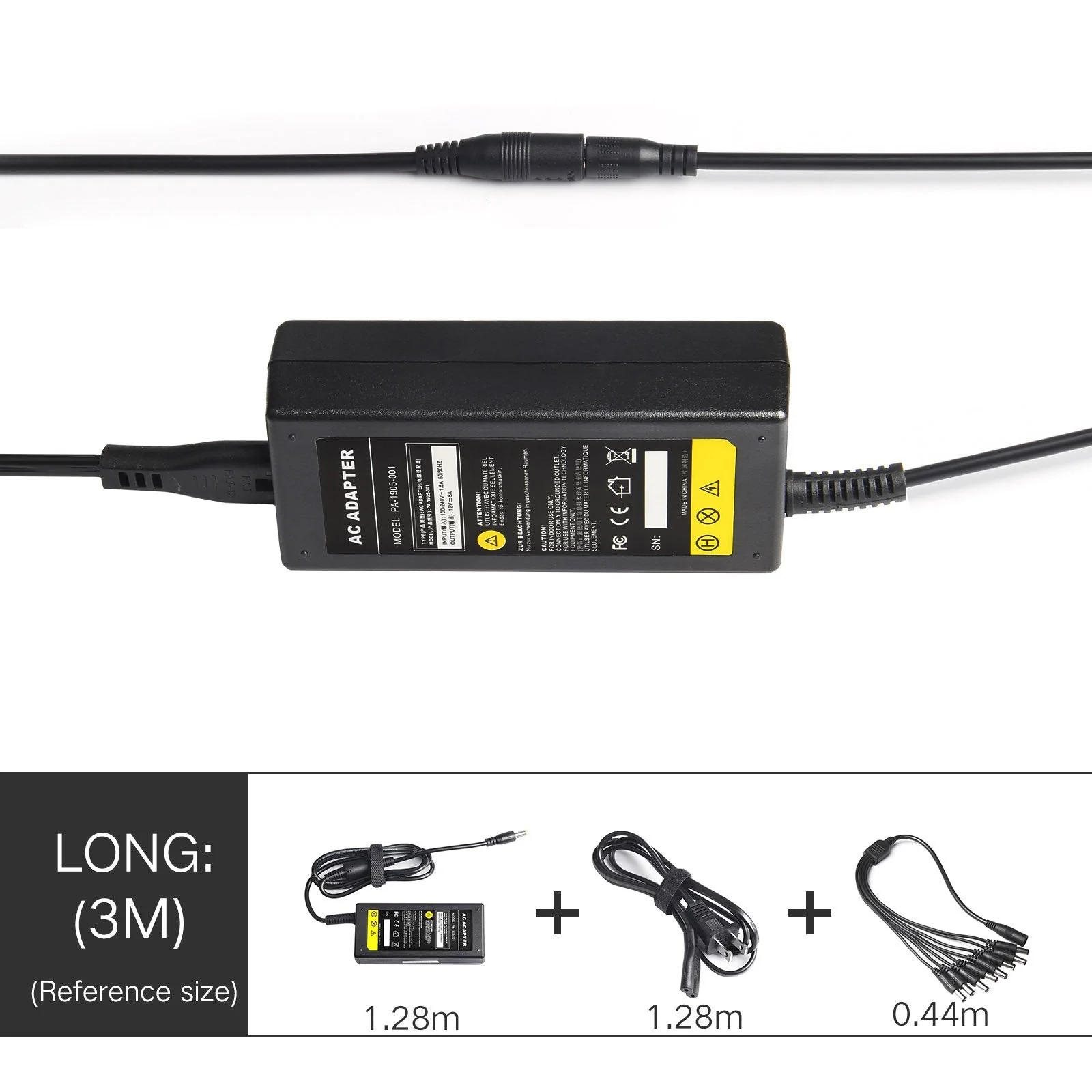 Fancy Buying Security Camera Power Adapter 12V 5A 100V-240V AC to DC 8-Way Power Splitter Cable FCC Certified LED Power Adapter Transformers-Fits Analog/AHD DVR/Camera, RGB LED Strip Lights - Image 2