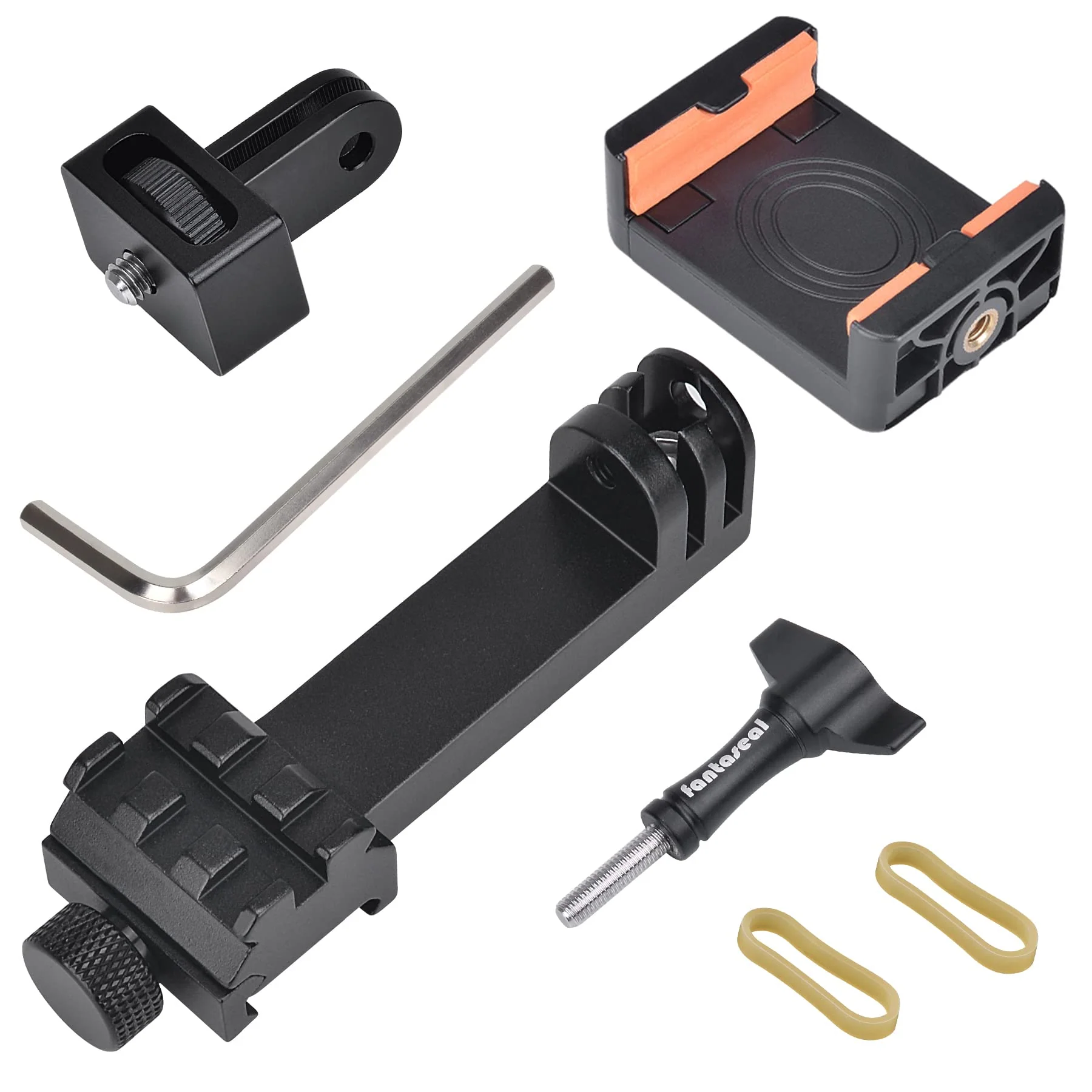 fantaseal High Precision Aluminum Alloy Cell Phone Smartphone Gun Clamp Mount Picatinny Rail Holder Airsoft Hunting FPV Video Recording Kit for iPhone YouTube Tiktok Vlogging Phone Picatinny Mount - Image 3