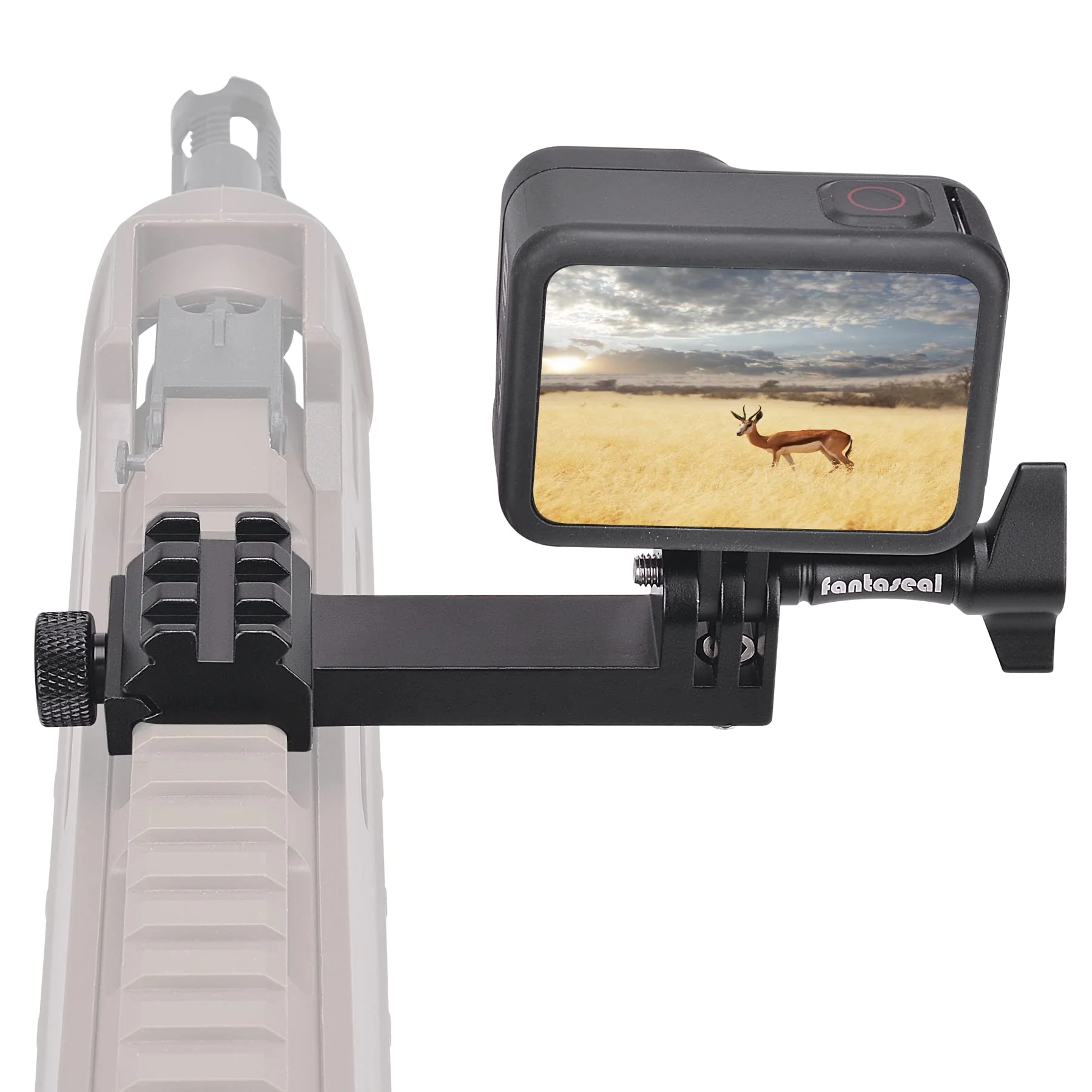 fantaseal High Precision Aluminum Alloy Cell Phone Smartphone Gun Clamp Mount Picatinny Rail Holder Airsoft Hunting FPV Video Recording Kit for iPhone YouTube Tiktok Vlogging Phone Picatinny Mount - Image 5