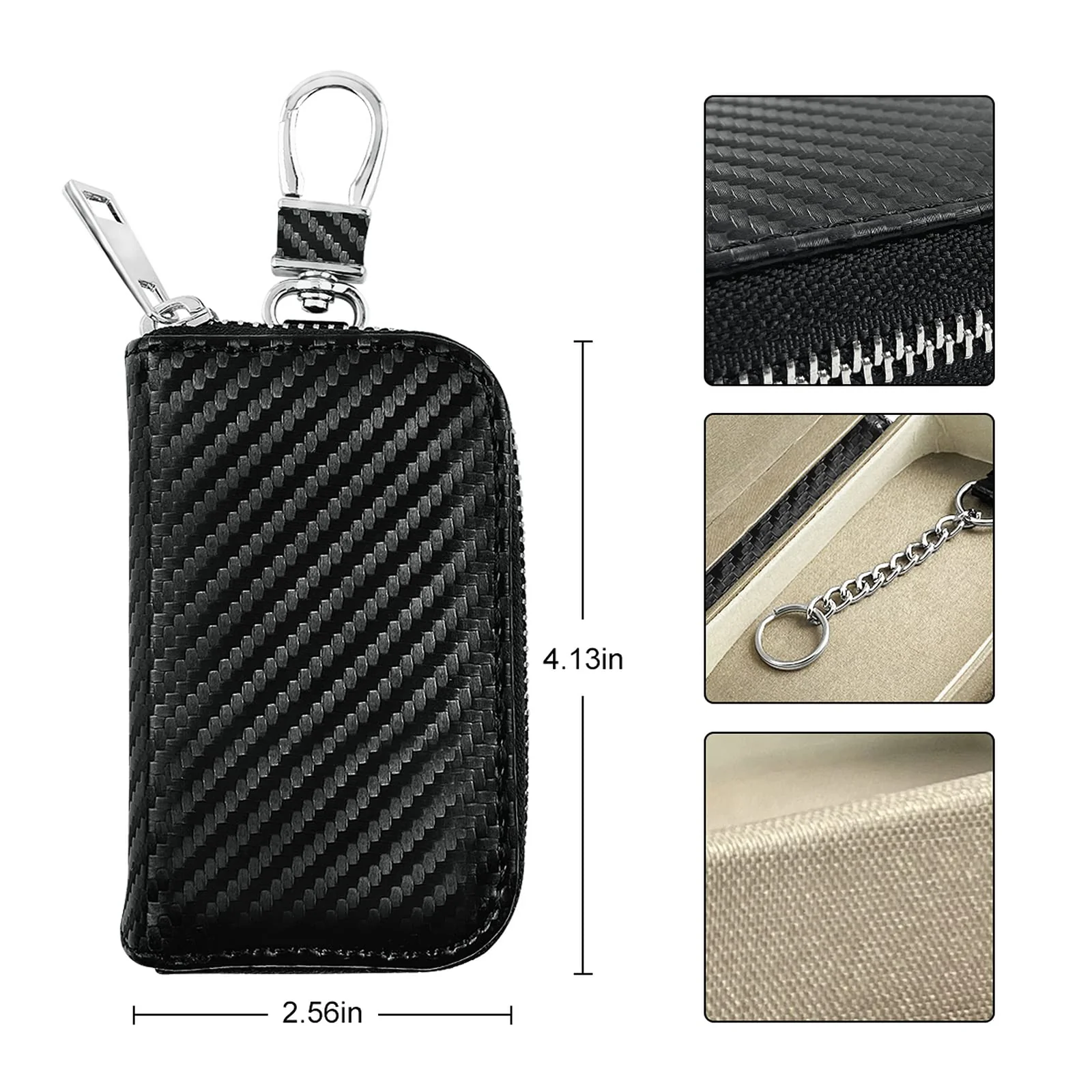 Faraday Box for Car Keys and Carbon Fiber Faraday Bag for Key Fob Portable Keyless Entry Signal Blocking Pouch RFID Box for Car Keys Fob Protector Box Car Theft Prevention(Small Box+1 Car Key Case) A02-Small Box+1 Shielding Bag - Image 4