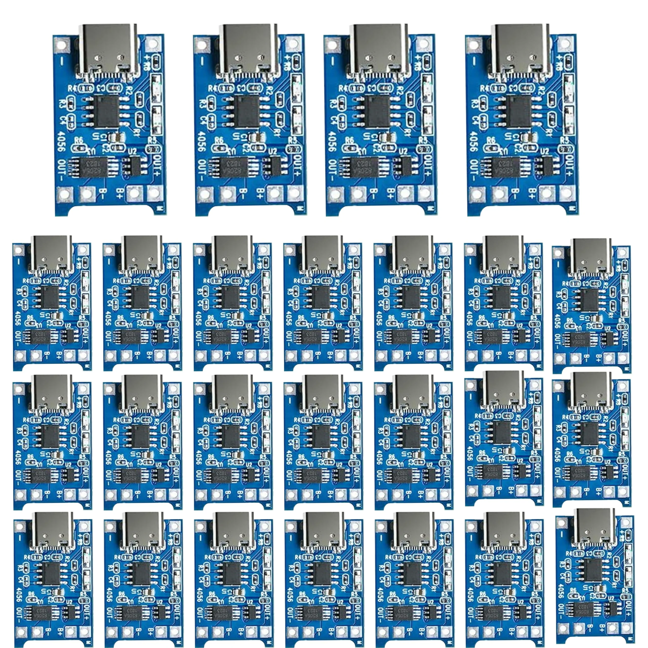 Fastsaw Pack of 25 Micro Input Interface Type-C USB 5V 1A 18650 Lithium Charger Module Charging Card with Double Protection Function