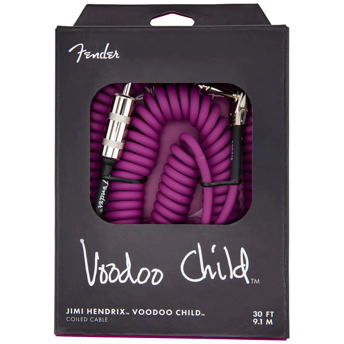 Fender 30 Feet Hendrix Voodoo Child Cable - Purple, Guitar Cable, Stocking Stuffers, Guitar Accessories, Straight to Angled