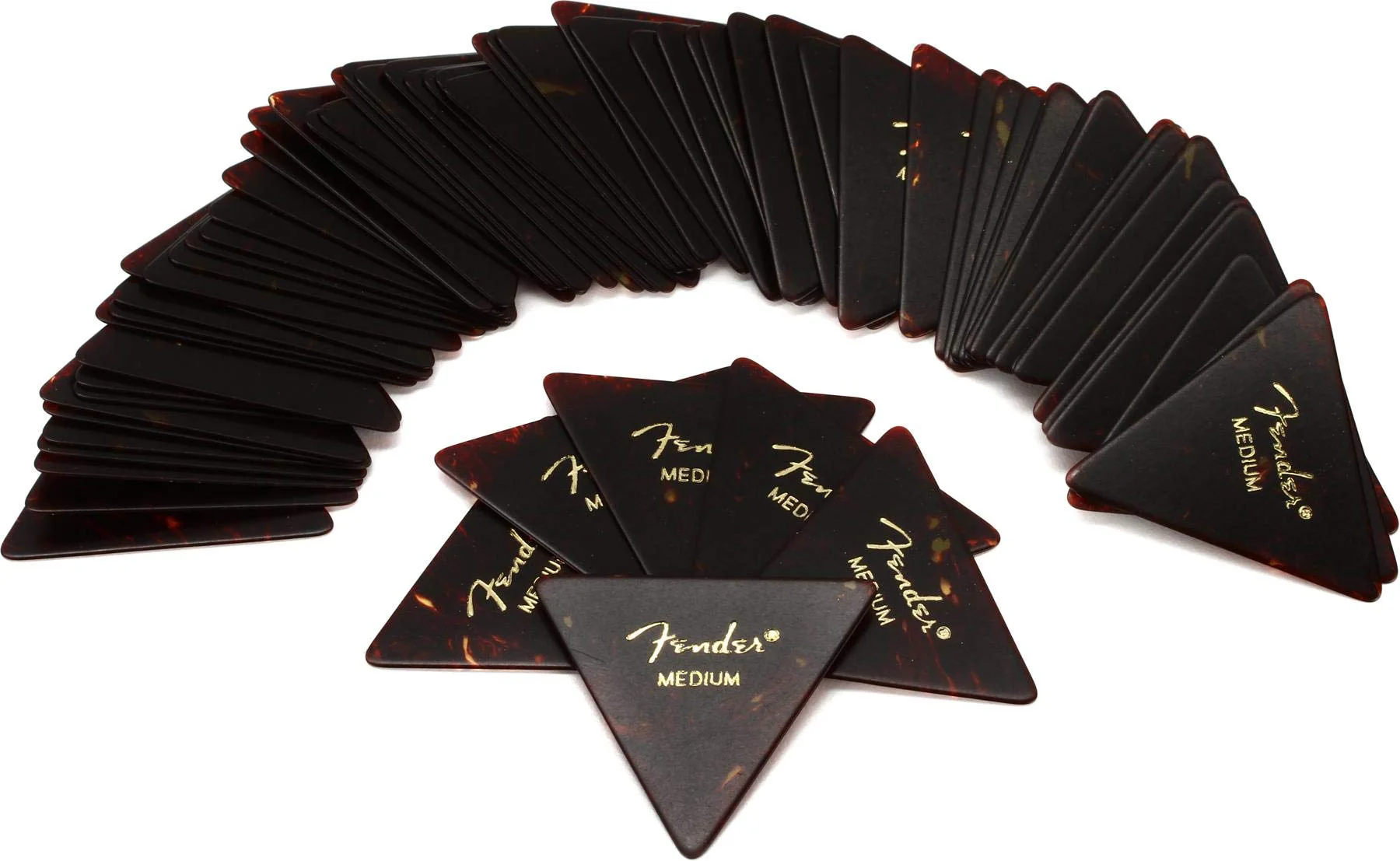 Fender 355 Sharp Triangle Shell Guitar Picks - 72-Pack - Medium for electric guitar, acoustic guitar, mandolin, and bass