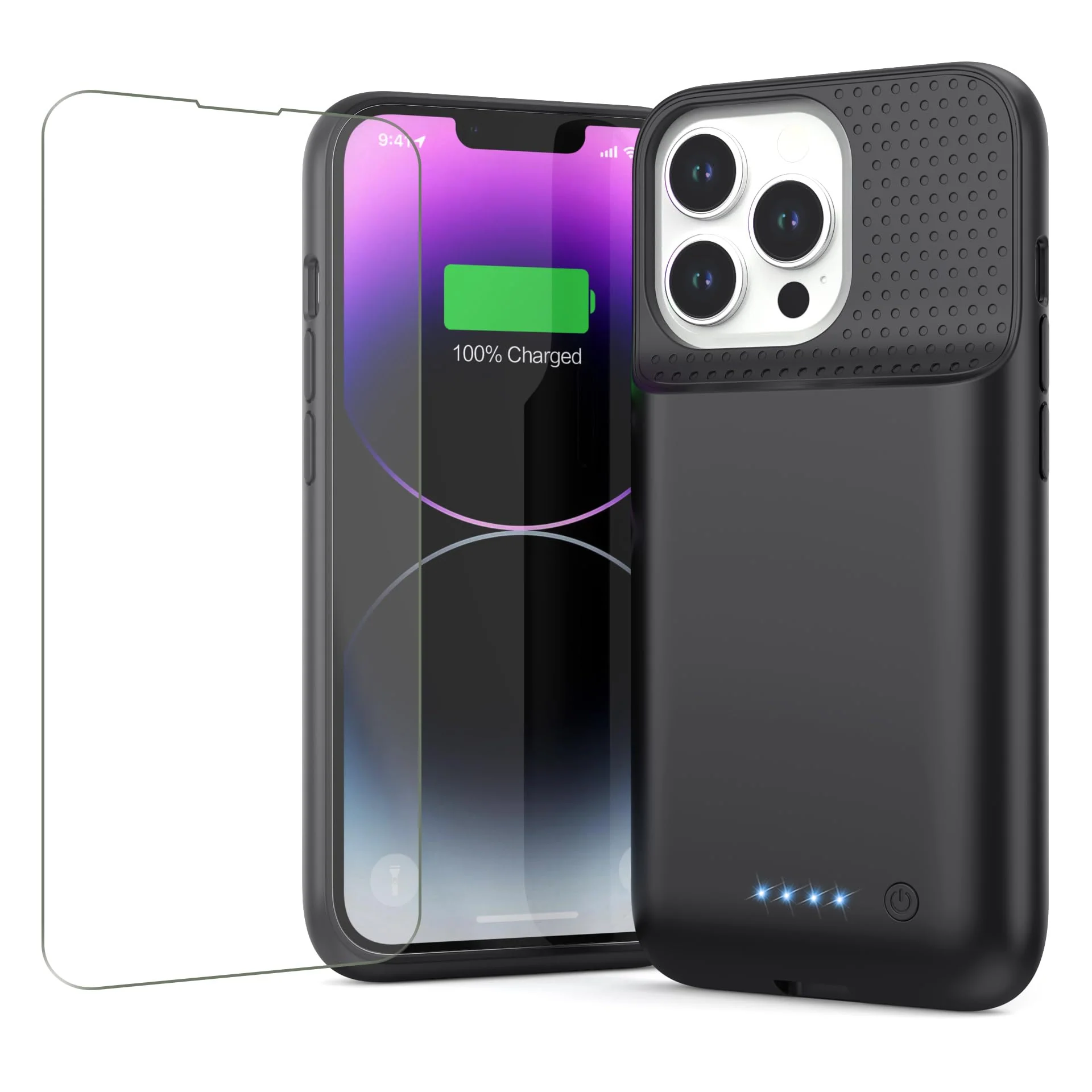 Feob Battery Case for iPhone 13/13 Pro/14,[2024 Upgraded] 7500 mAh Ultra-Slim Portable Extended Charger Case Cover for iPhone 13/13 Pro/14 Charging Case (6.1 Inch)-Black Black
