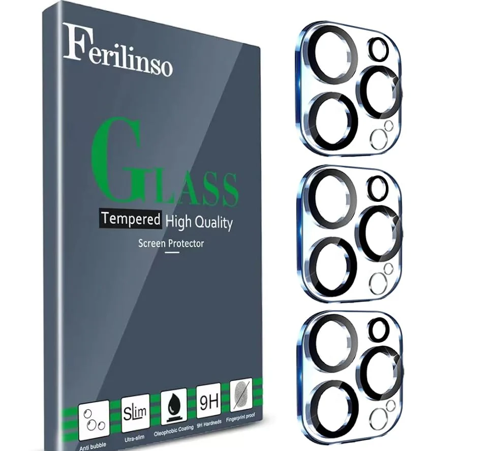 Ferilinso Designed for iPhone 13 Pro Max Camera Lens Protector, Designed for iPhone 13 Pro Camera Lens Protector, 3 Pack 9H Tempered GlaSS, Night Shooting Mode, Case Friendly, High Definition 6.1 INCH-6.7 INCH