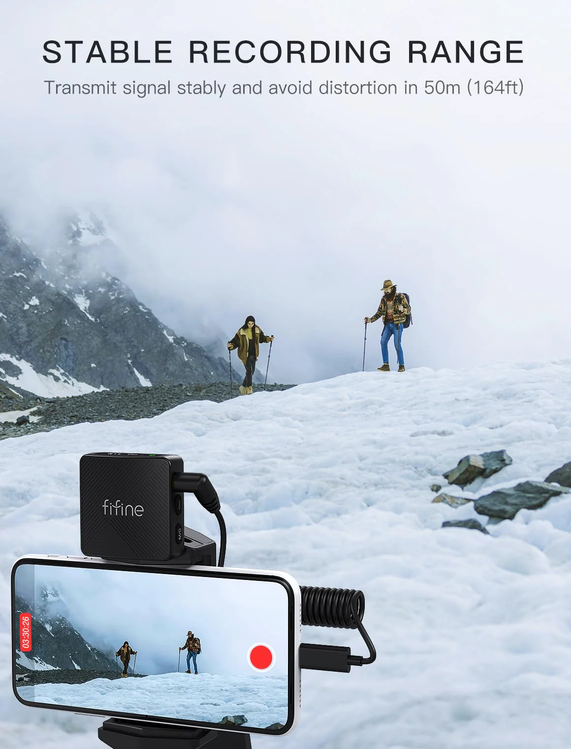 FIFINE Wireless Lavalier Microphone for iPhone/Android/Camera, 2 Pack Cordless Lapel Mic System for Vlog Recording Video YouTube/TikTok Interview, Condenser Clip-On Microphone with Charging Case-M9 Black - Image 6