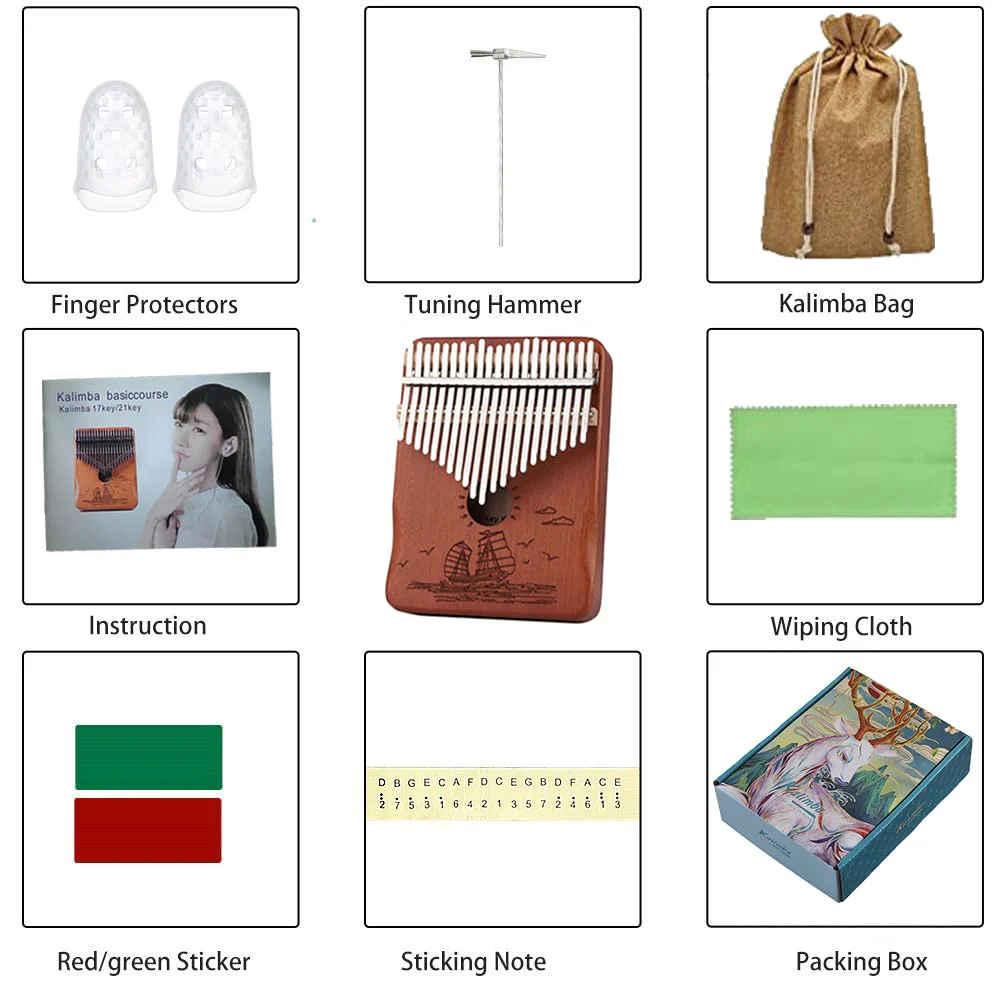 Finger Piano Kalimba 21 Keys, Calimba, Kalimba 21 Key with Tuning Hammer and Instructions, Sail Away Thumb Piano for Adults and Beginners(Brown) Brown - Image 6
