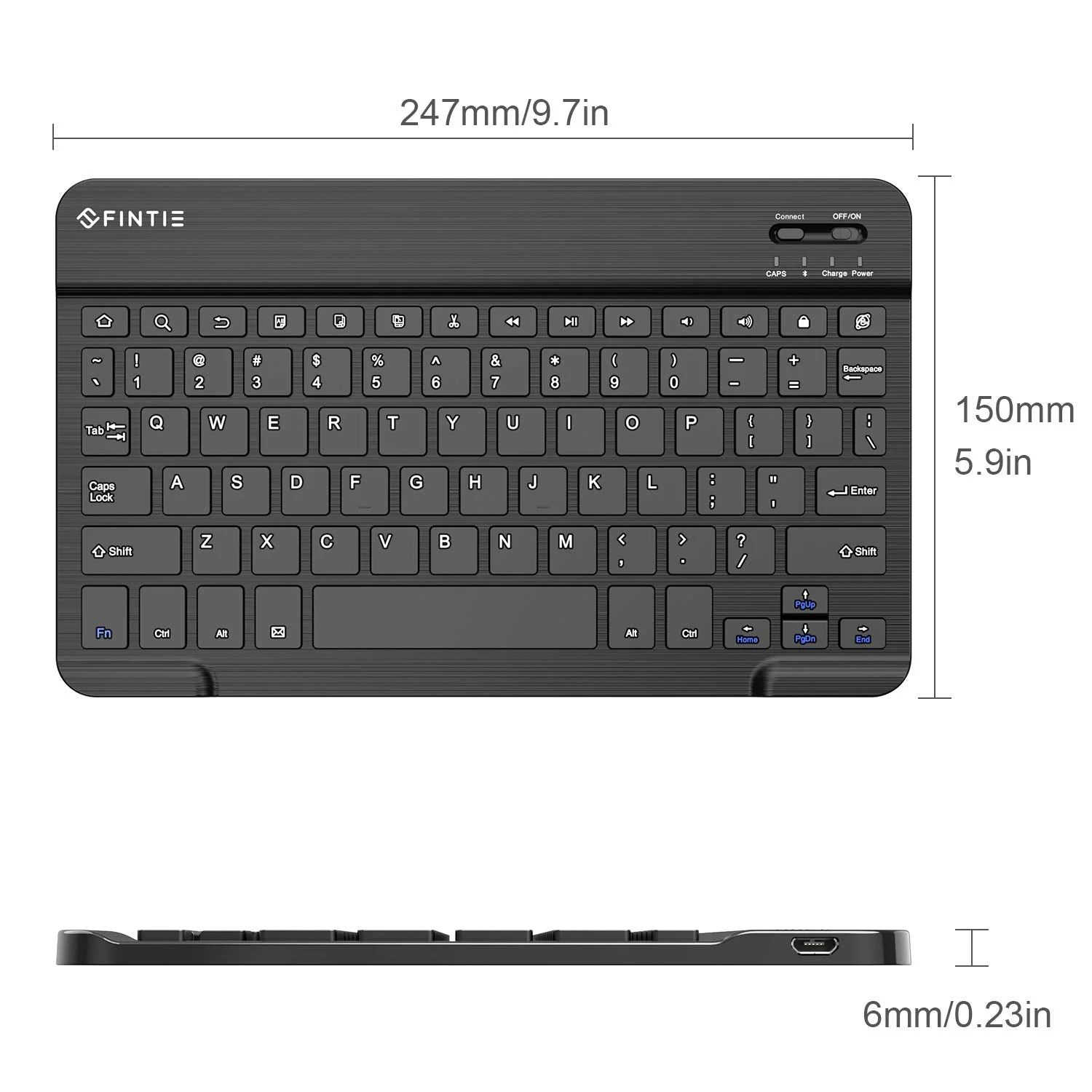 Fintie 10-Inch Ultrathin (4mm) Wireless Bluetooth Keyboard for Android Tablet Samsung Galaxy Tab E/Tab A/Tab S, ASUS, Google Nexus, Lenovo and Other Android Devices - Image 4