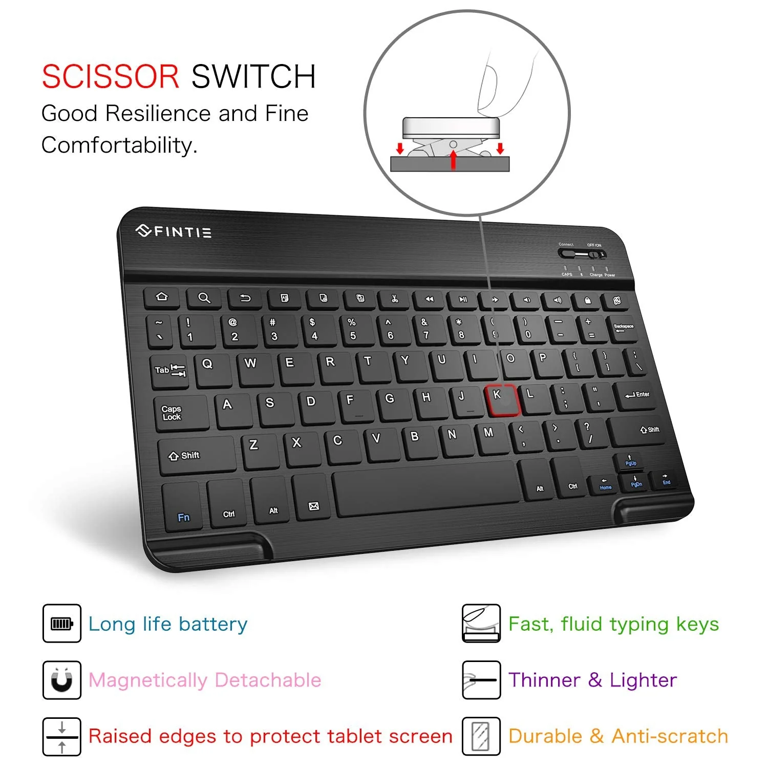 Fintie 10-Inch Ultrathin (4mm) Wireless Bluetooth Keyboard for Android Tablet Samsung Galaxy Tab E/Tab A/Tab S, ASUS, Google Nexus, Lenovo and Other Android Devices - Image 7